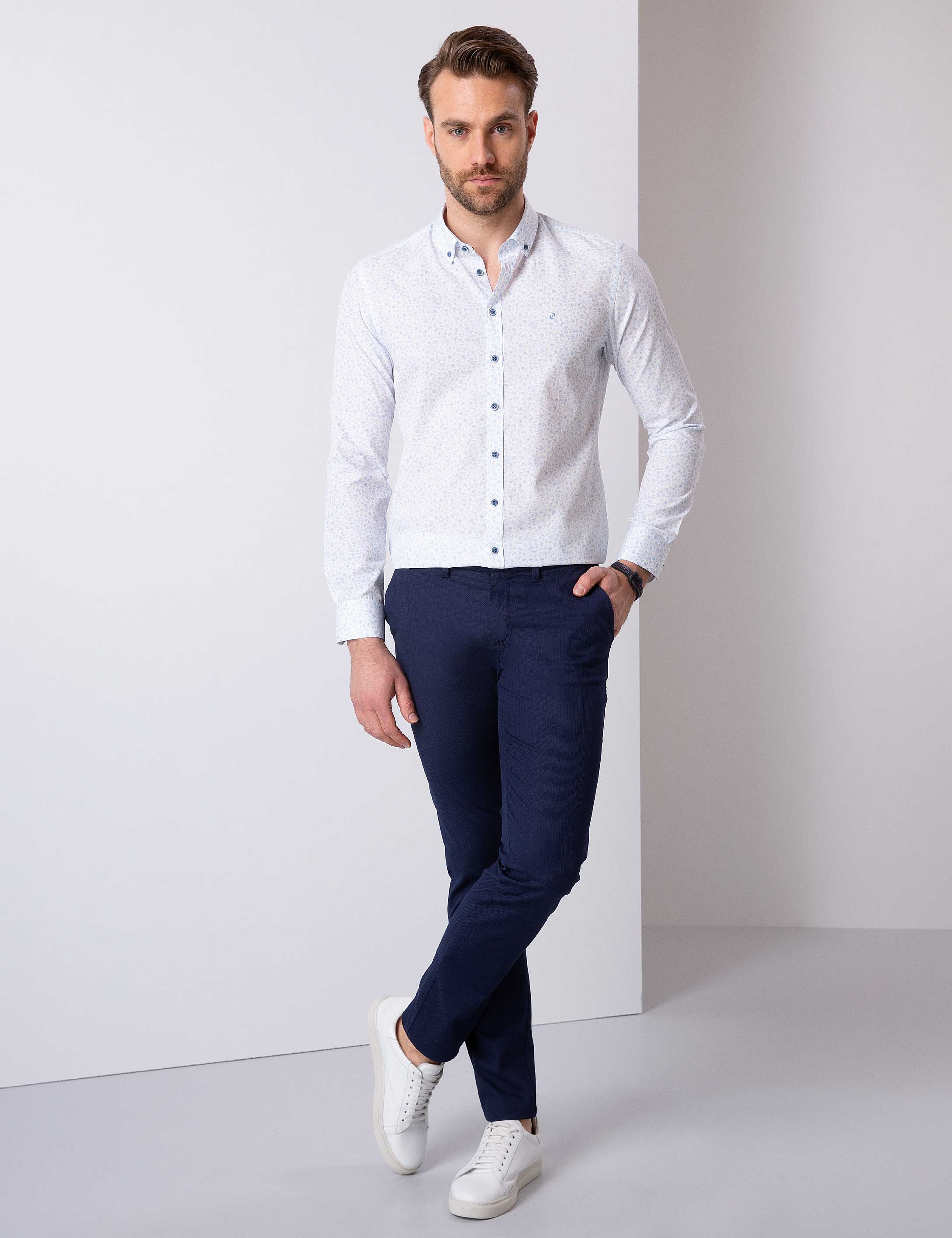 Mavi Slim Fit Gömlek
