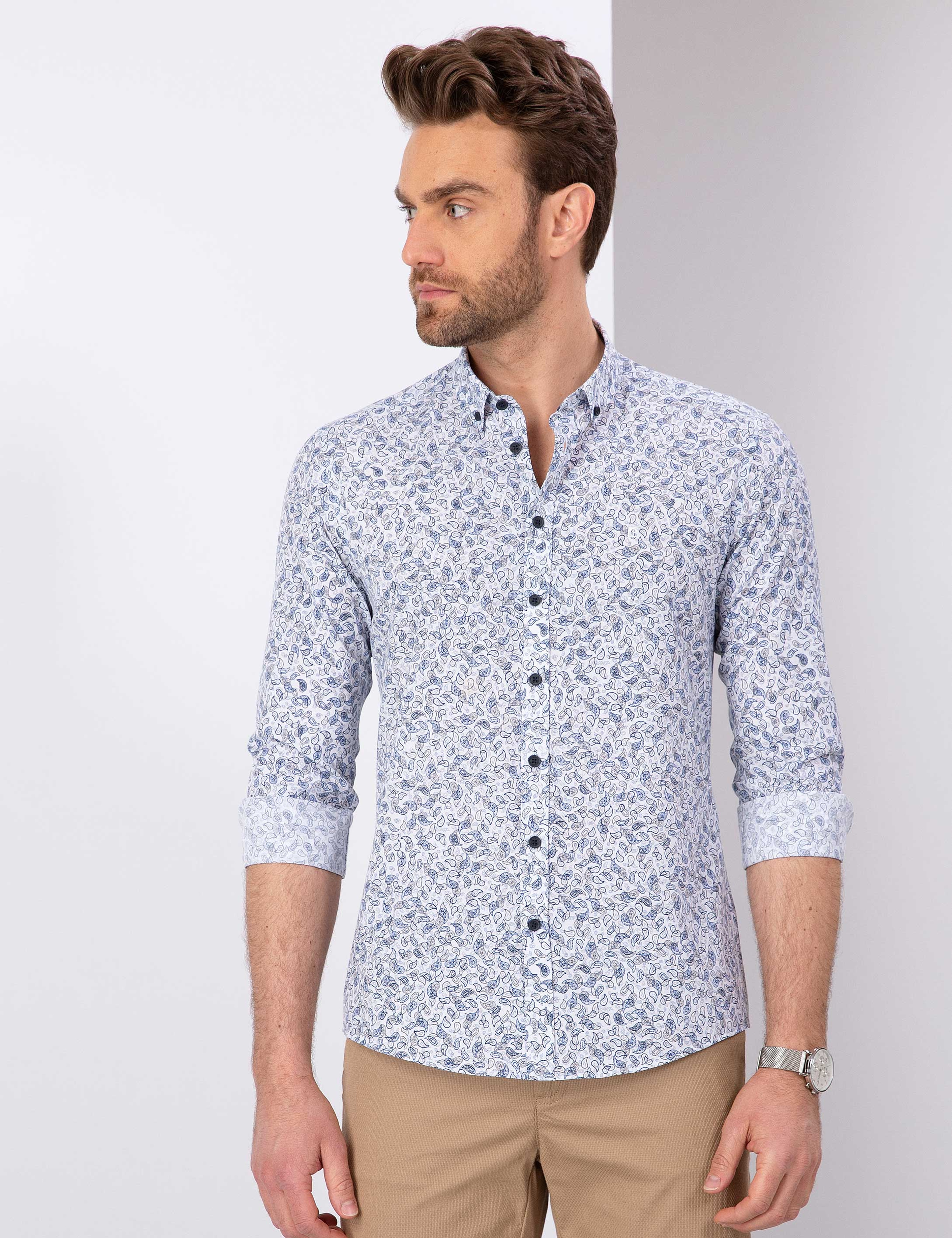 Mavi Slim Fit Gömlek - Image 2
