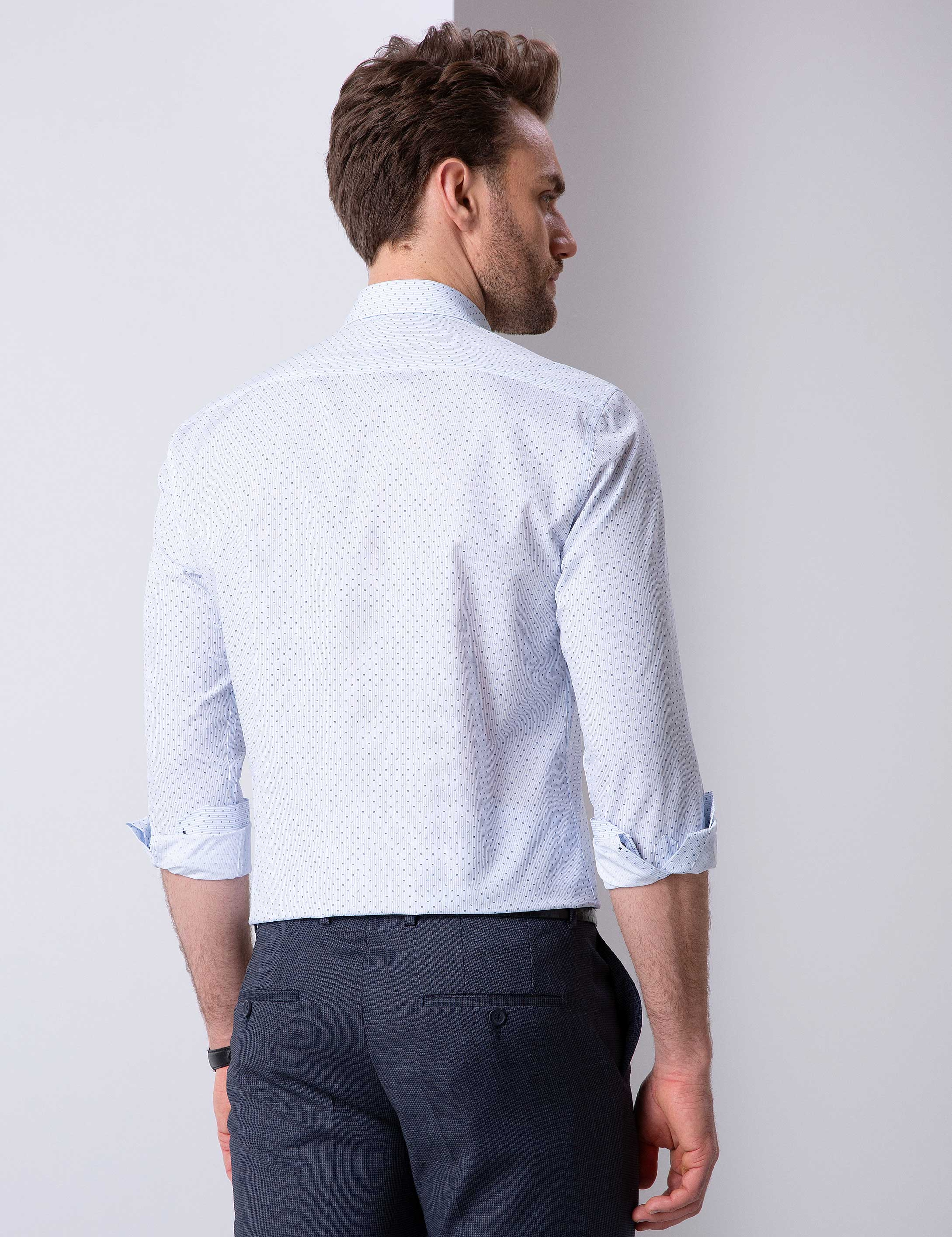 Lacivert Slim Fit Gömlek - Image 3