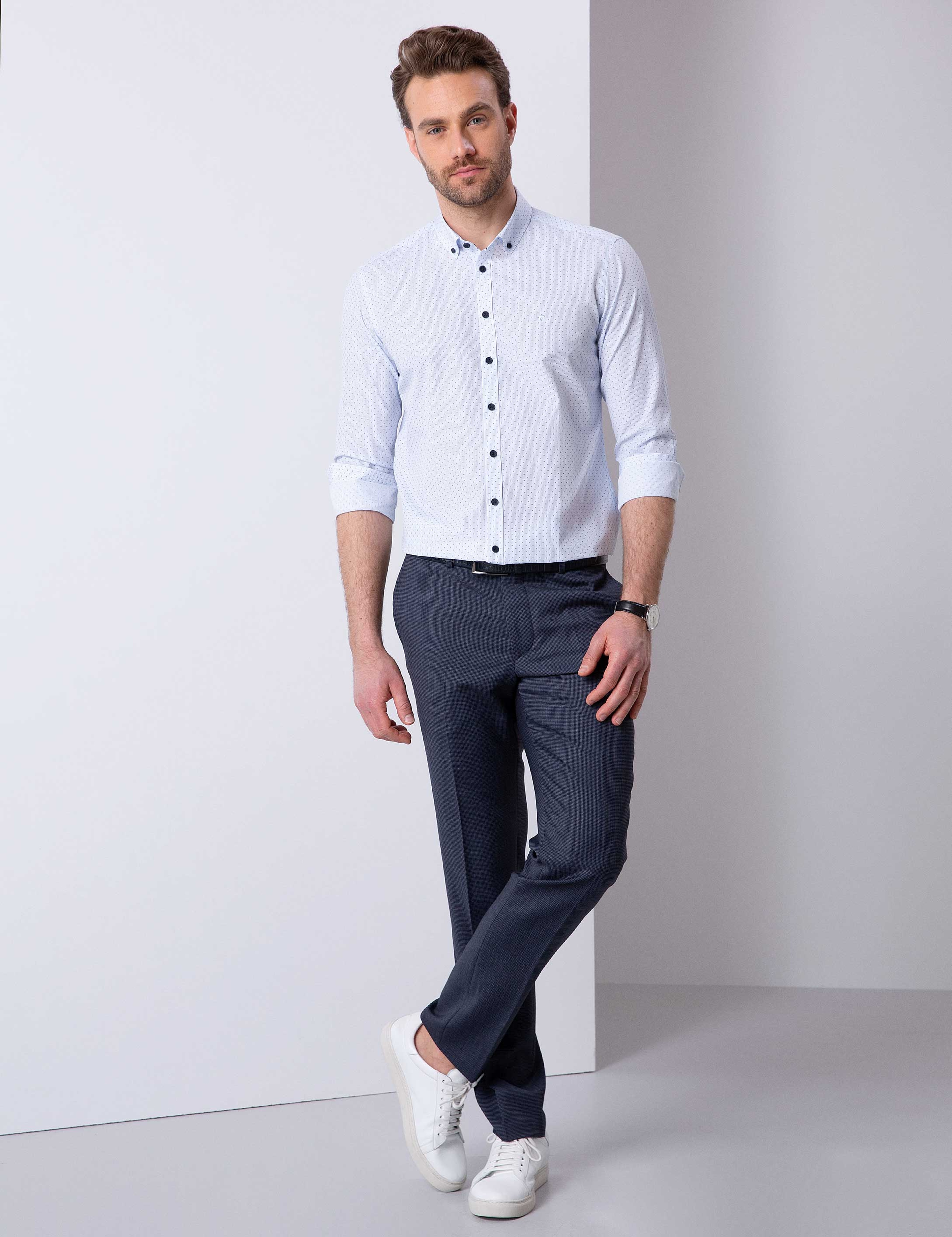 Lacivert Slim Fit Gömlek - Image 2