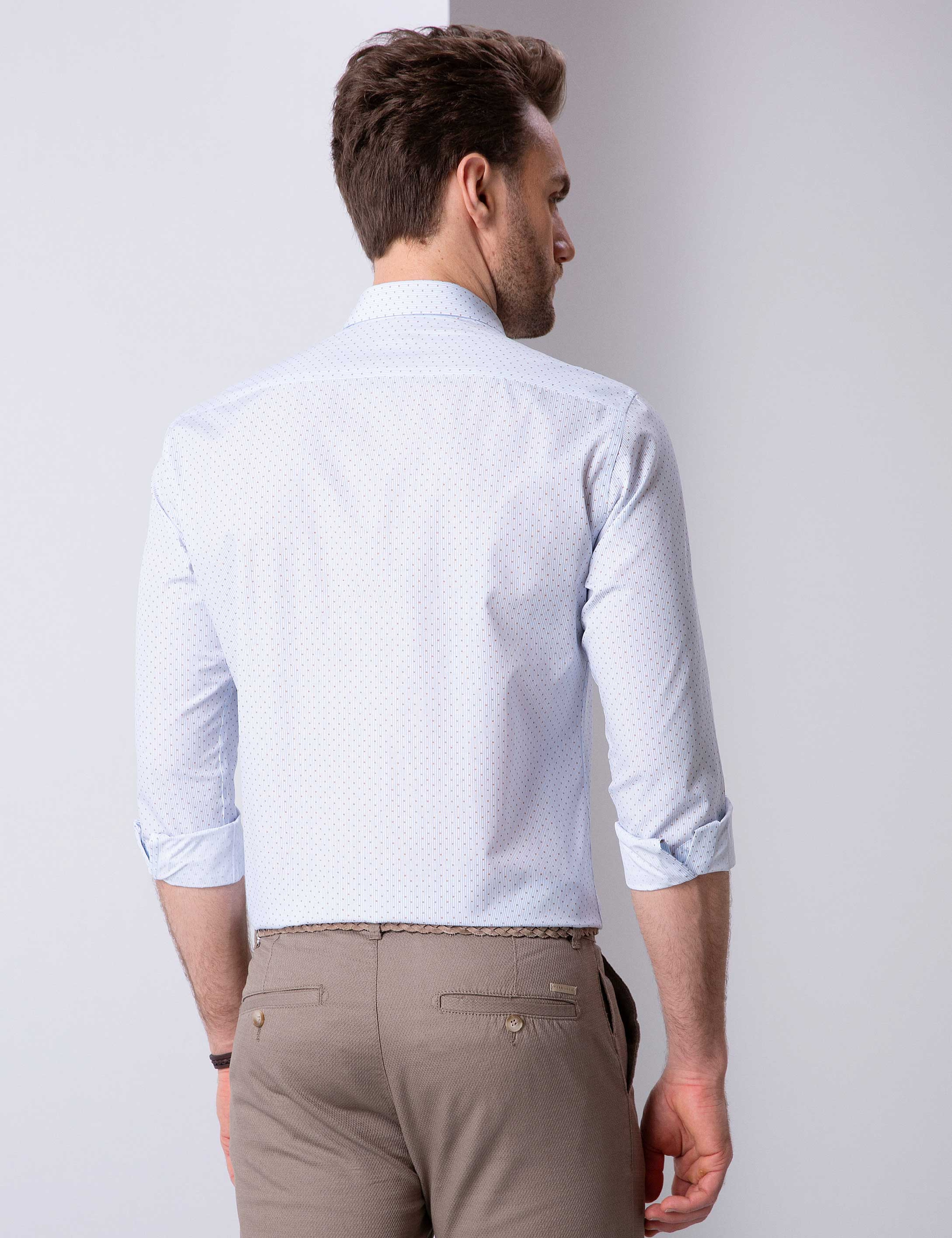 Mavi Slim Fit Uzun Kollu Gömlek - Image 4