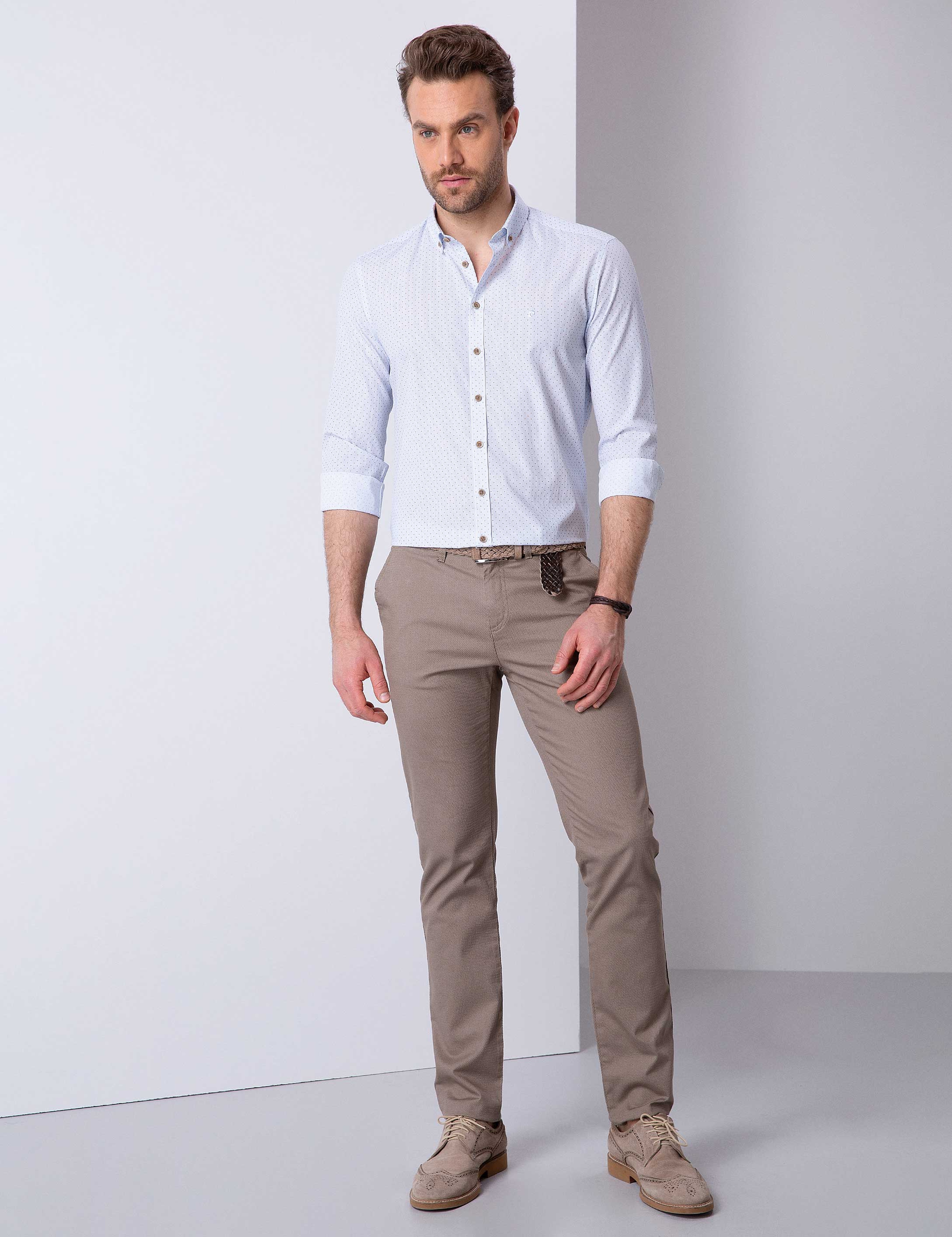 Mavi Slim Fit Uzun Kollu Gömlek - Image 3
