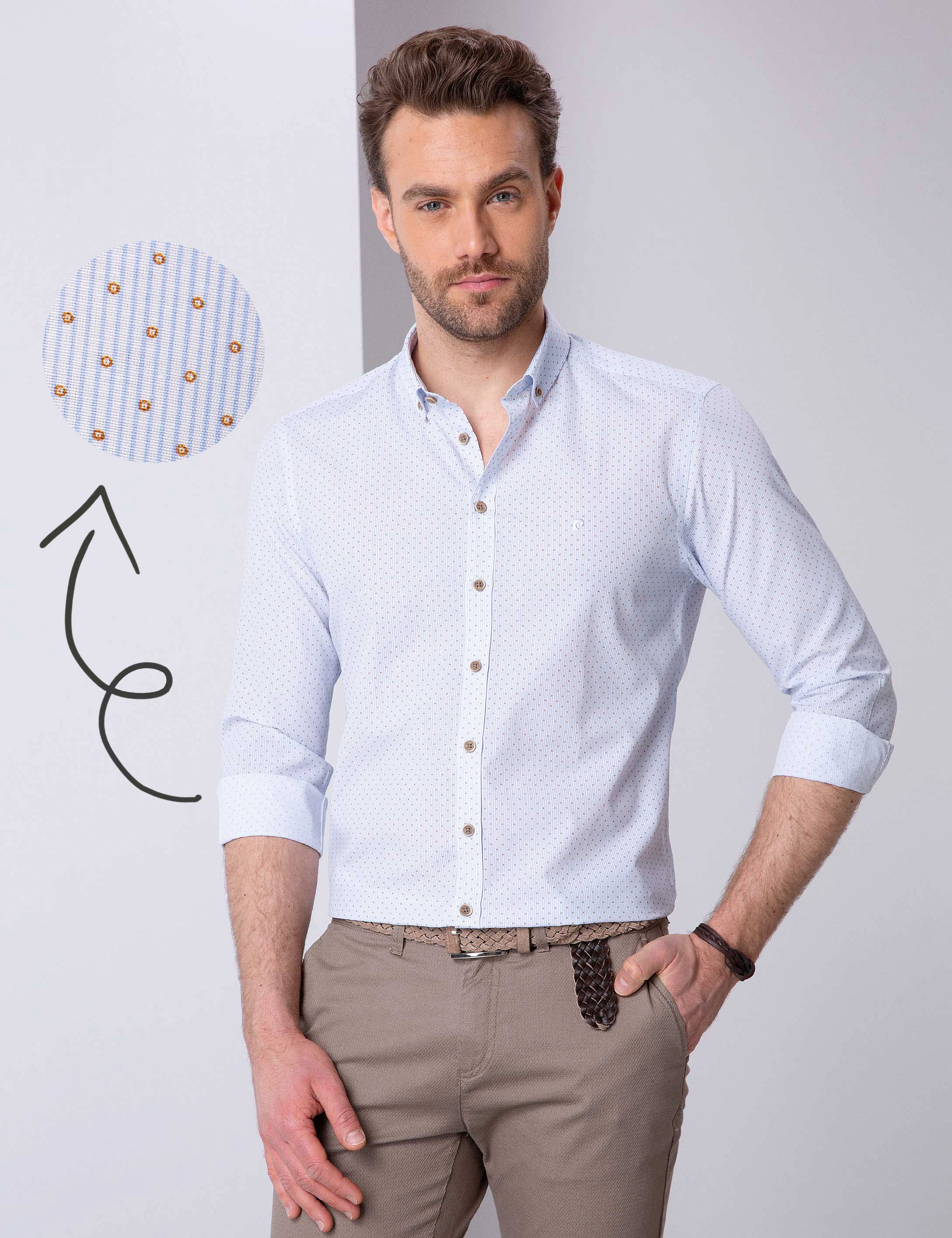 Mavi Slim Fit Uzun Kollu Gömlek - Image 1