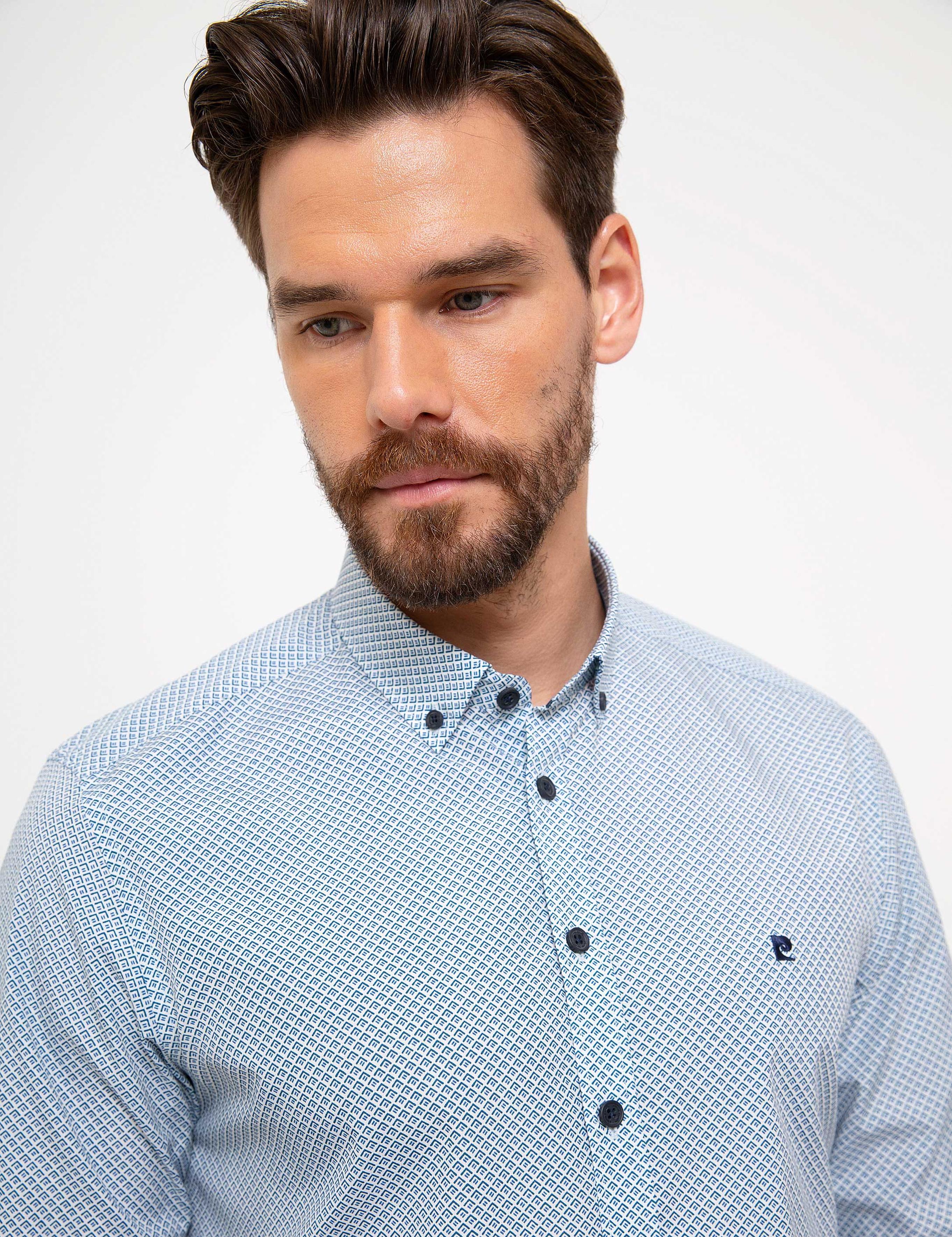 Lacivert Slim Fit Uzun Kollu Gömlek