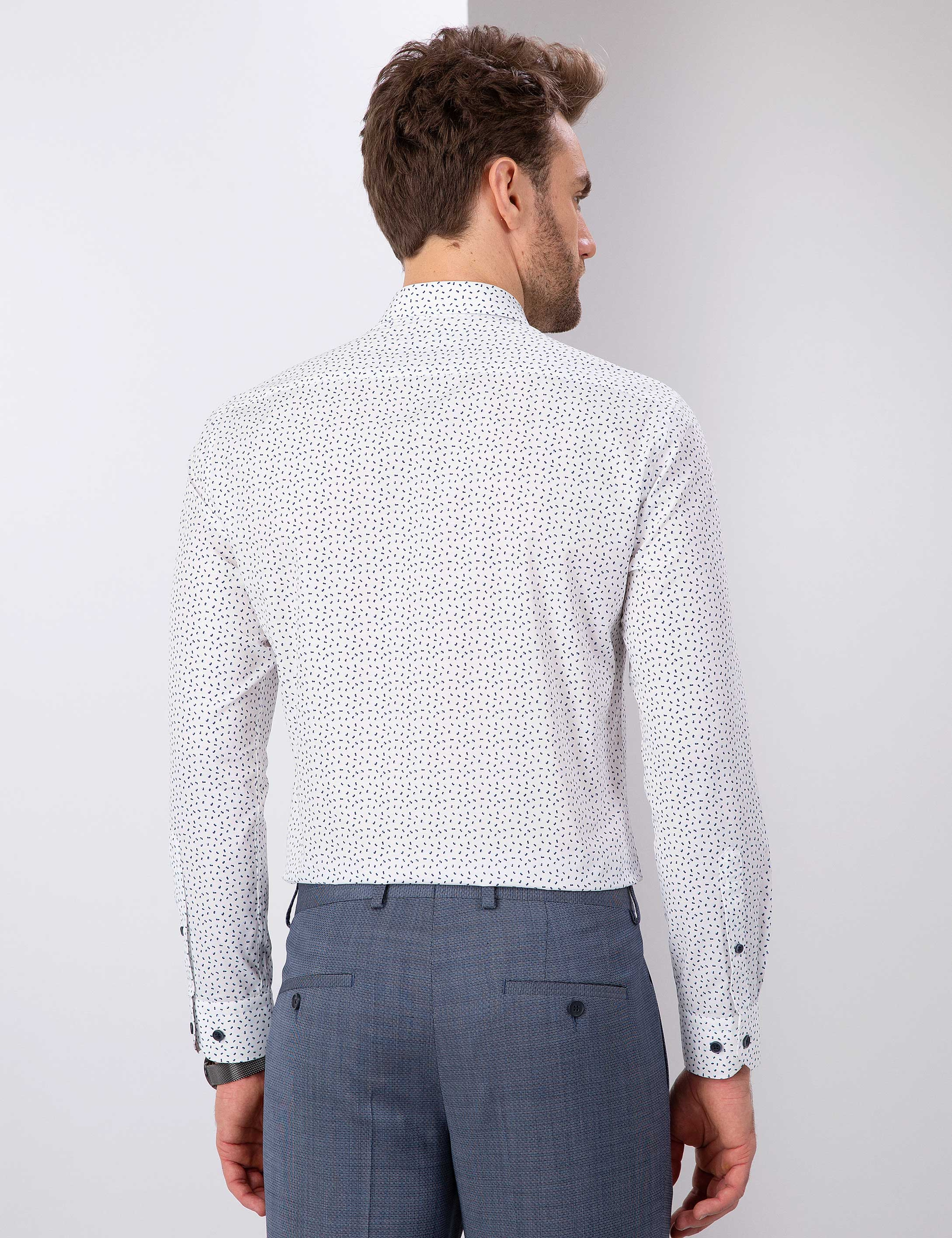 Lacivert Slim Fit Gömlek - Image 3