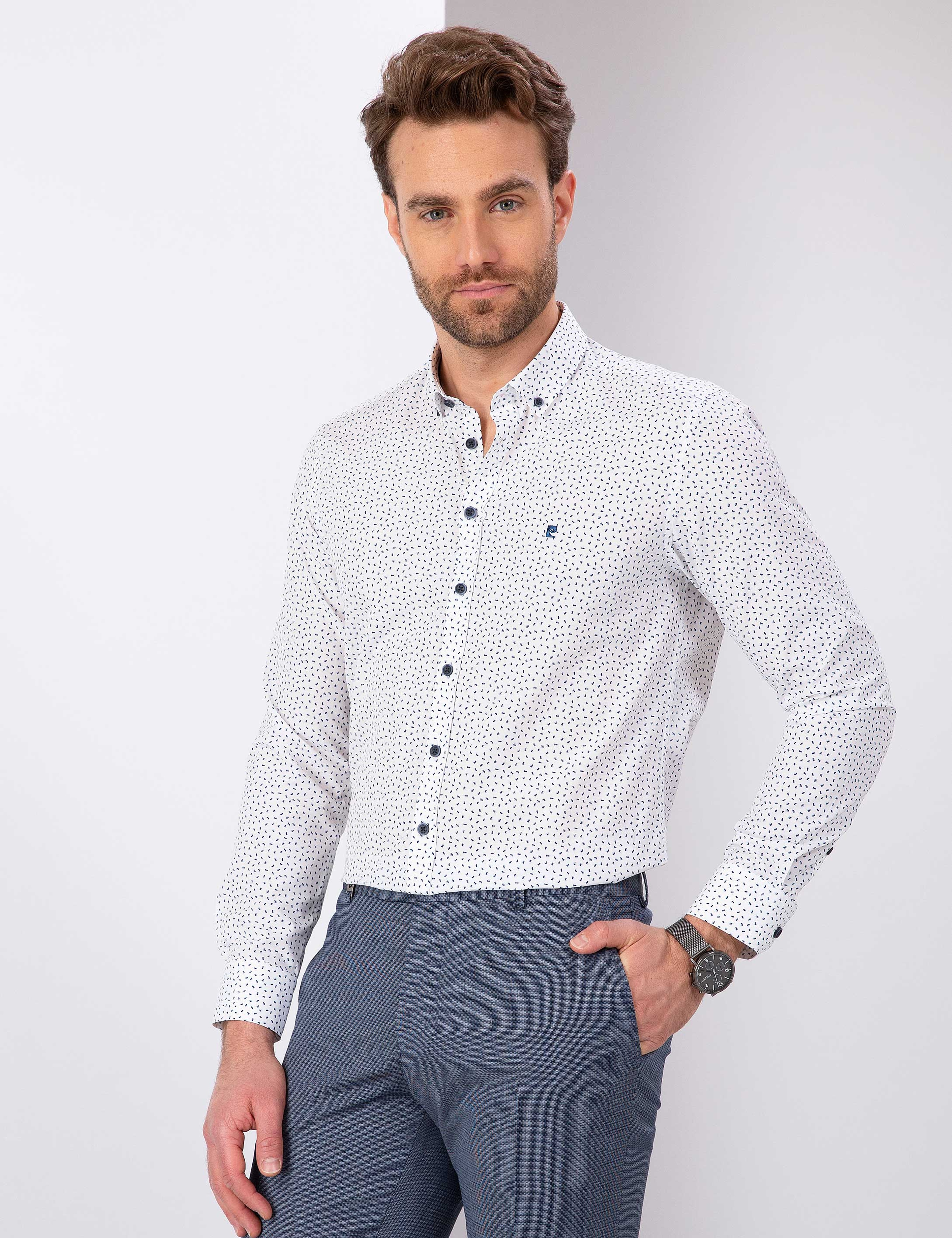 Lacivert Slim Fit Gömlek - Image 1
