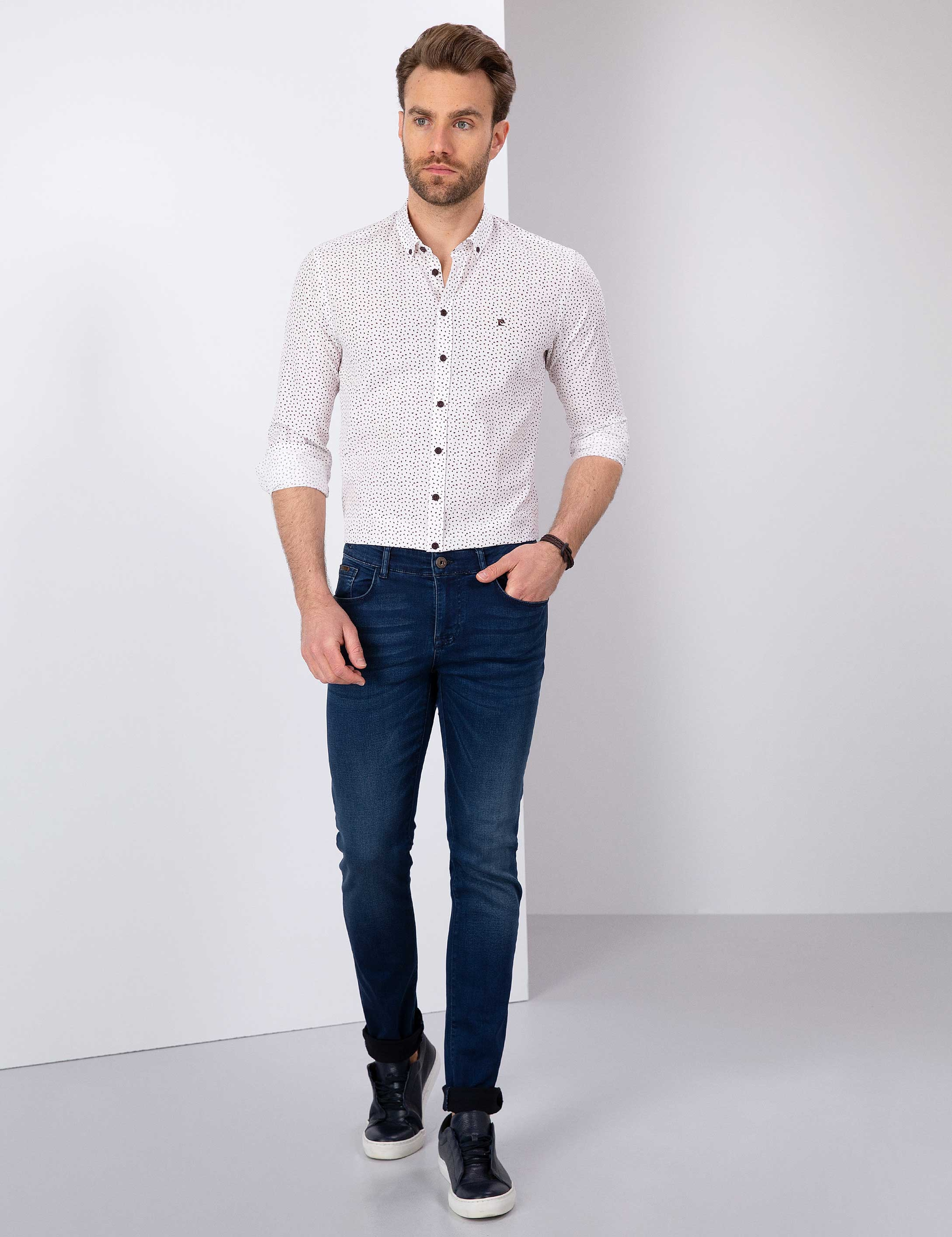 Bordo Slim Fit Uzun Kollu Gömlek - Image 4