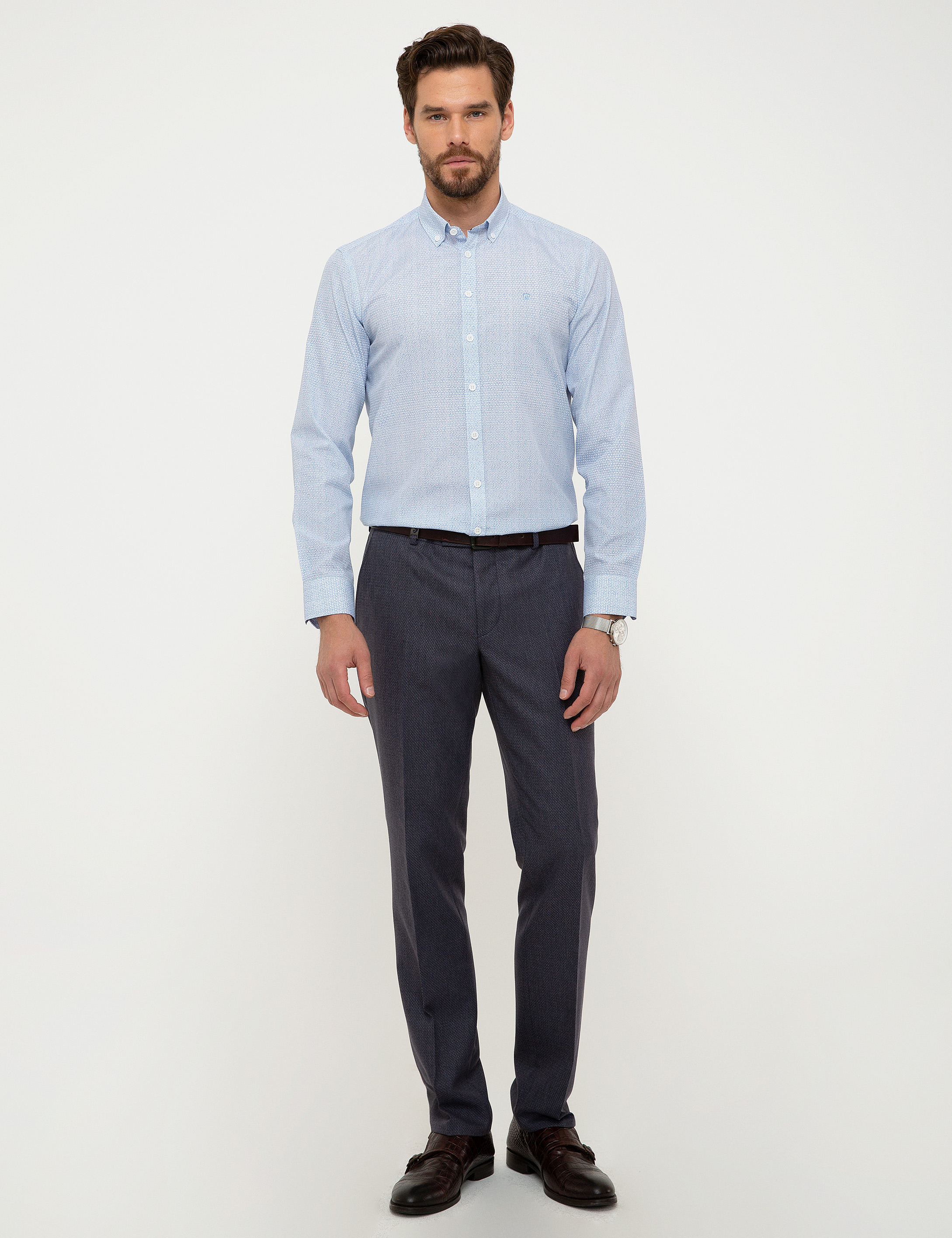Mavi Slim Fit Uzun Kollu Gömlek