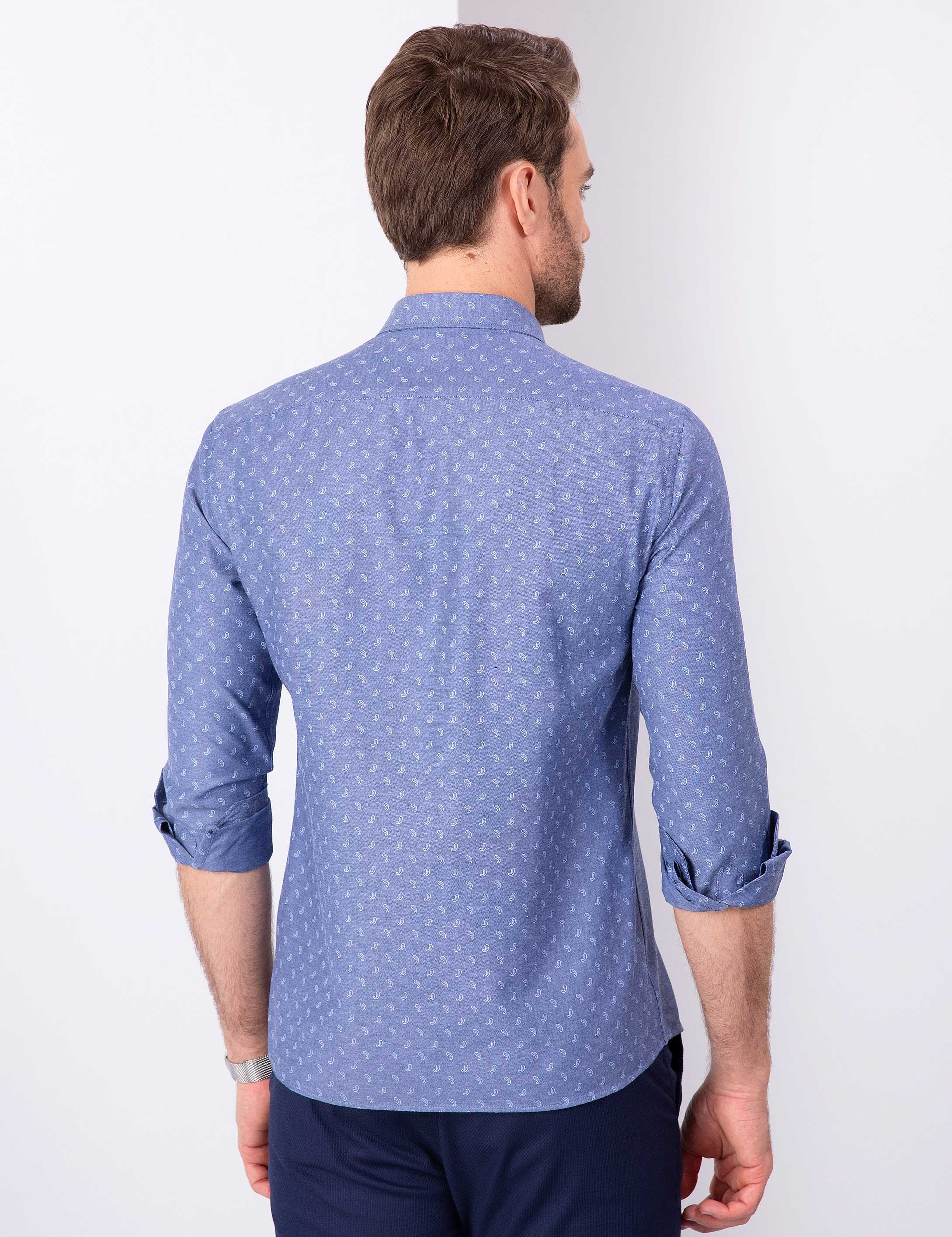 Lacivert Slim Fit Gömlek - Image 3