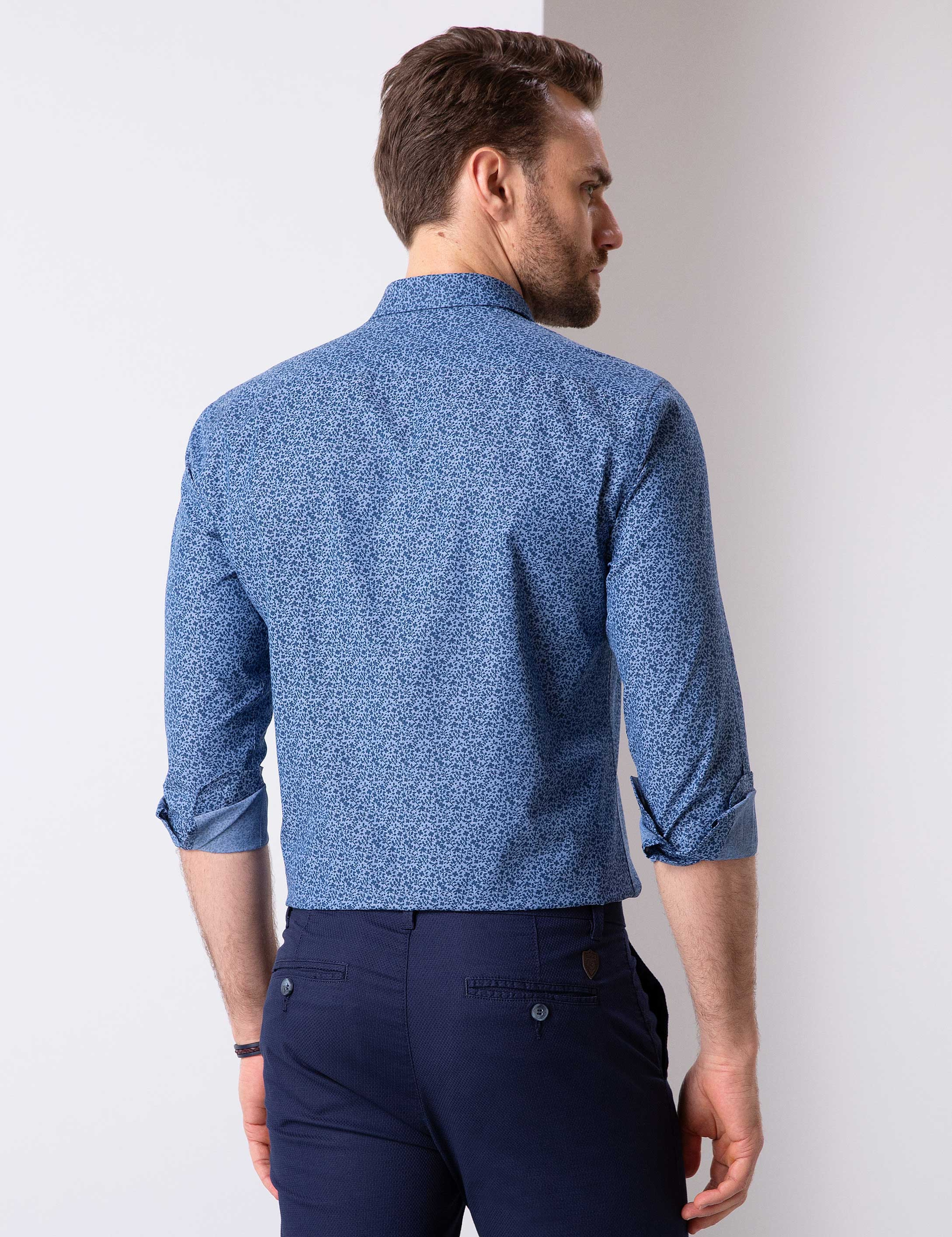 Mavi Slim Fit Gömlek - Image 3