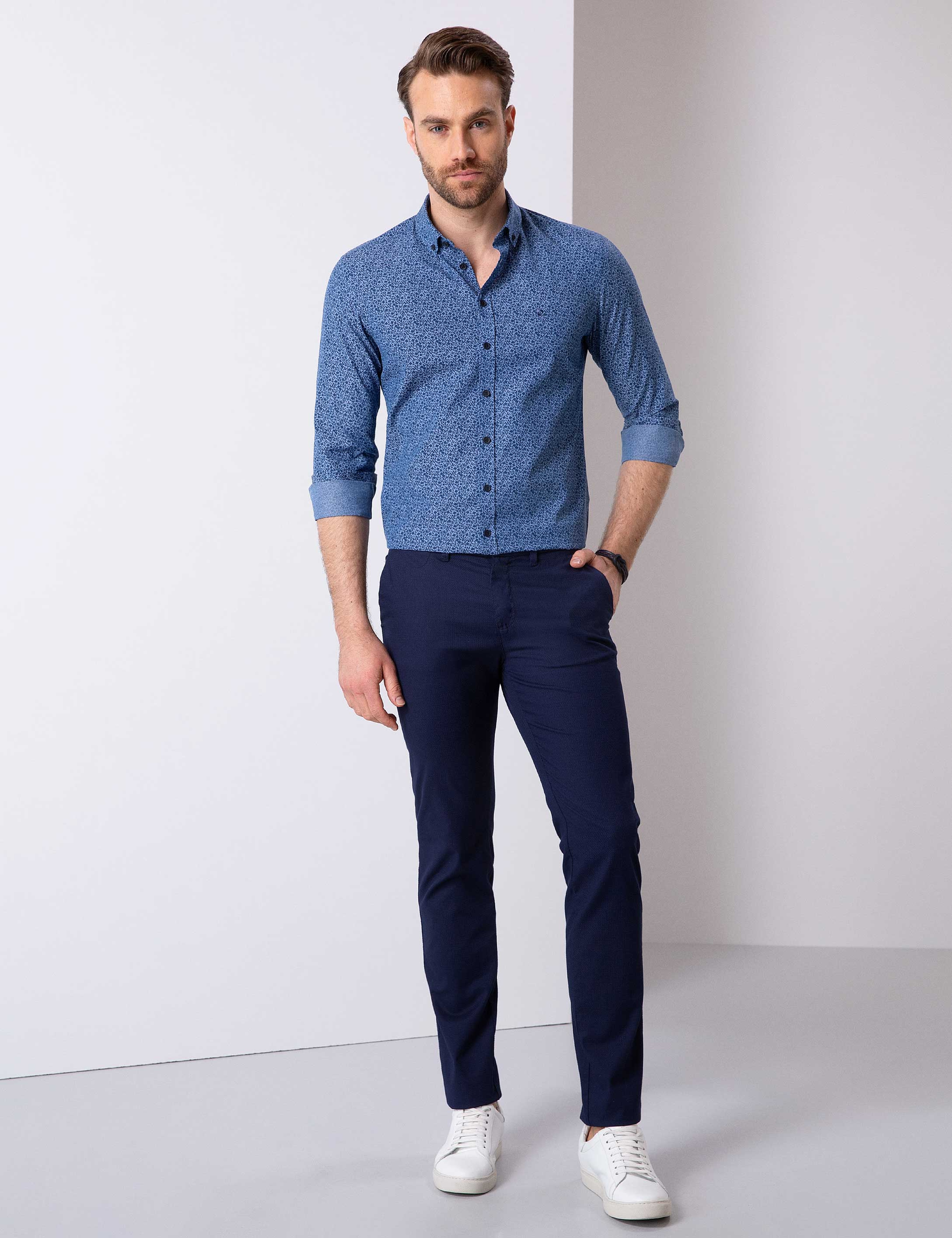 Mavi Slim Fit Gömlek - Image 2