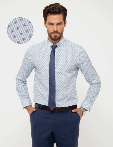 Lacivert Slim Fit Uzun Kollu Gömlek