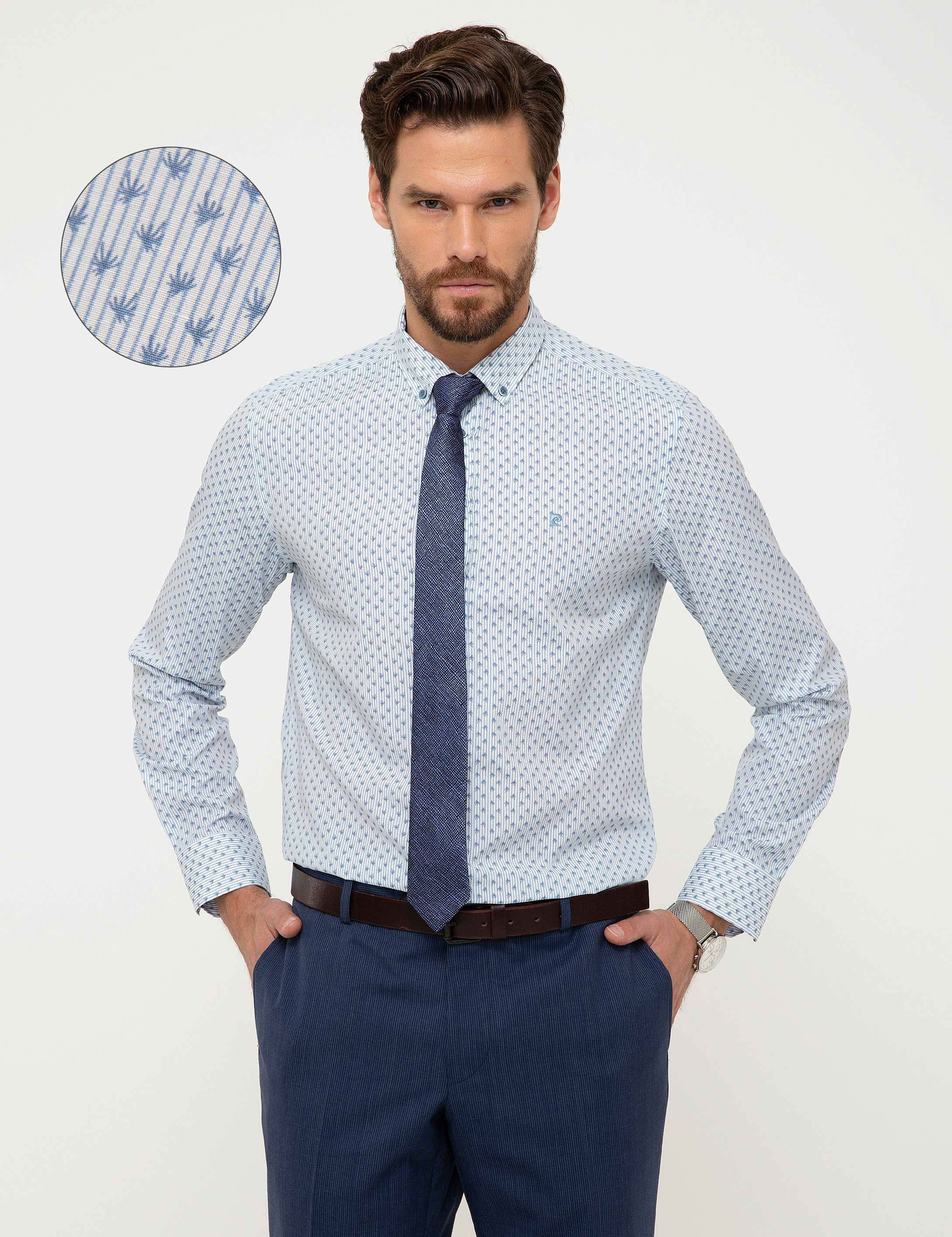 Lacivert Slim Fit Uzun Kollu Gömlek