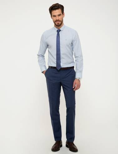 Lacivert Slim Fit Uzun Kollu Gömlek