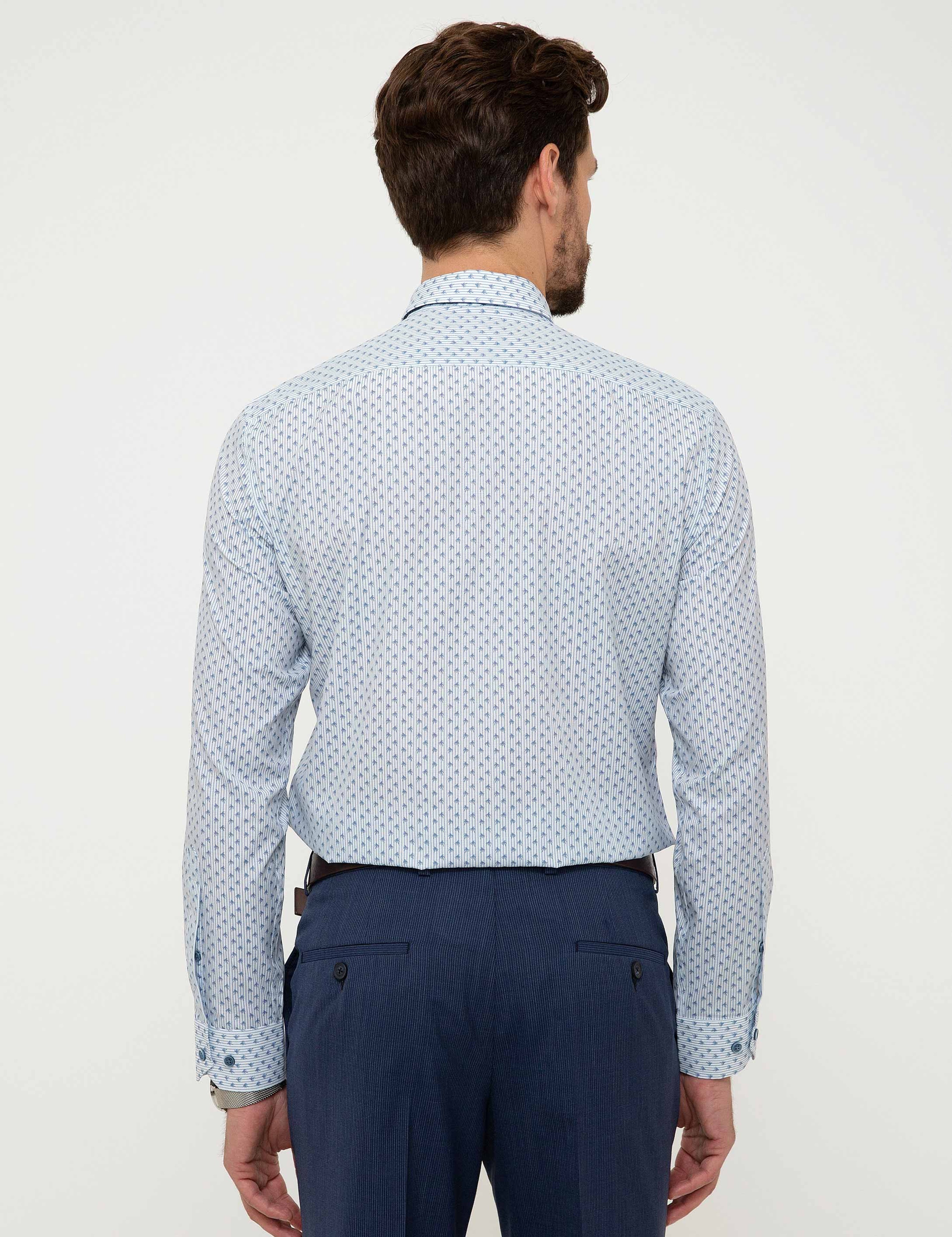 Lacivert Slim Fit Uzun Kollu Gömlek - Image 3