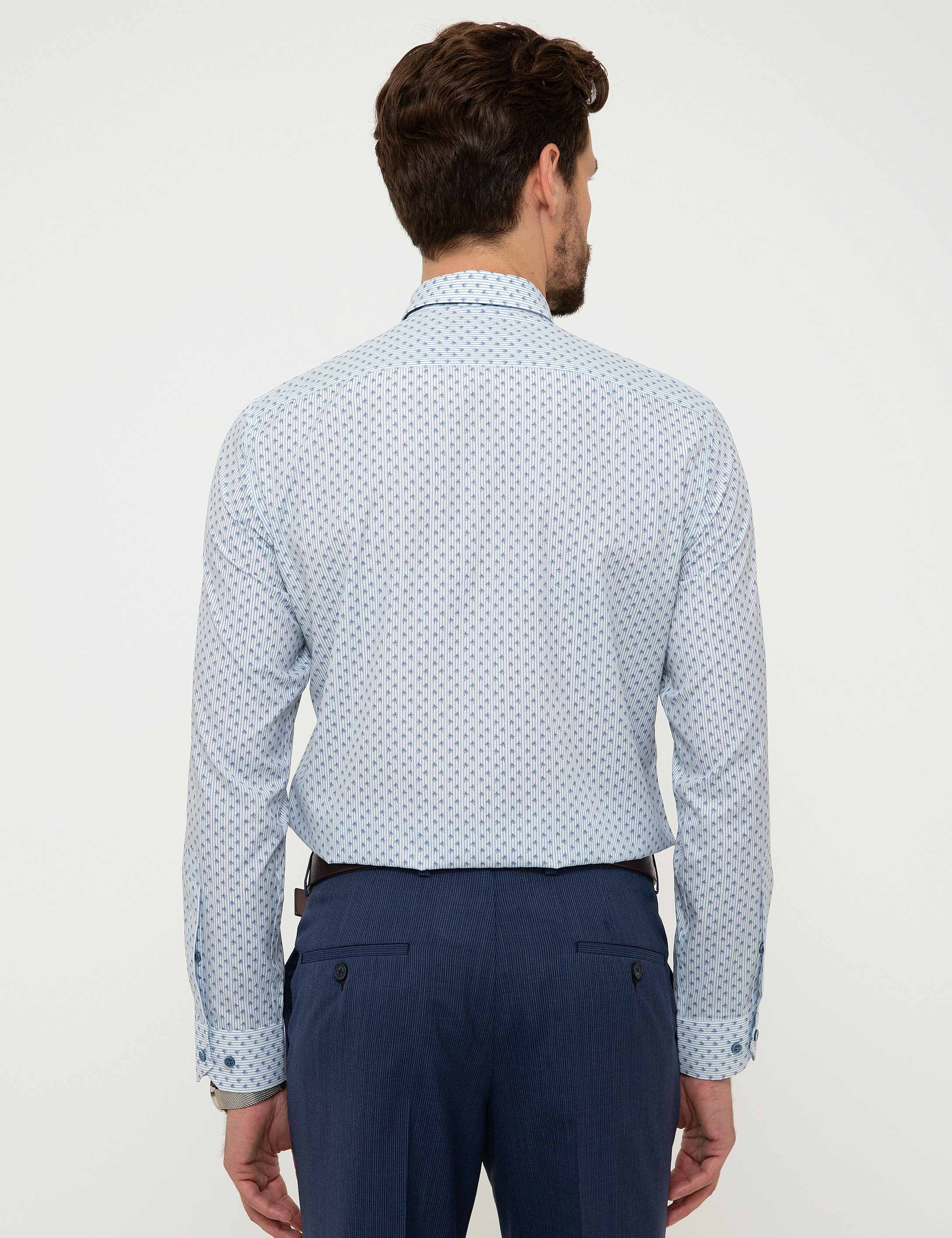 Lacivert Slim Fit Uzun Kollu Gömlek