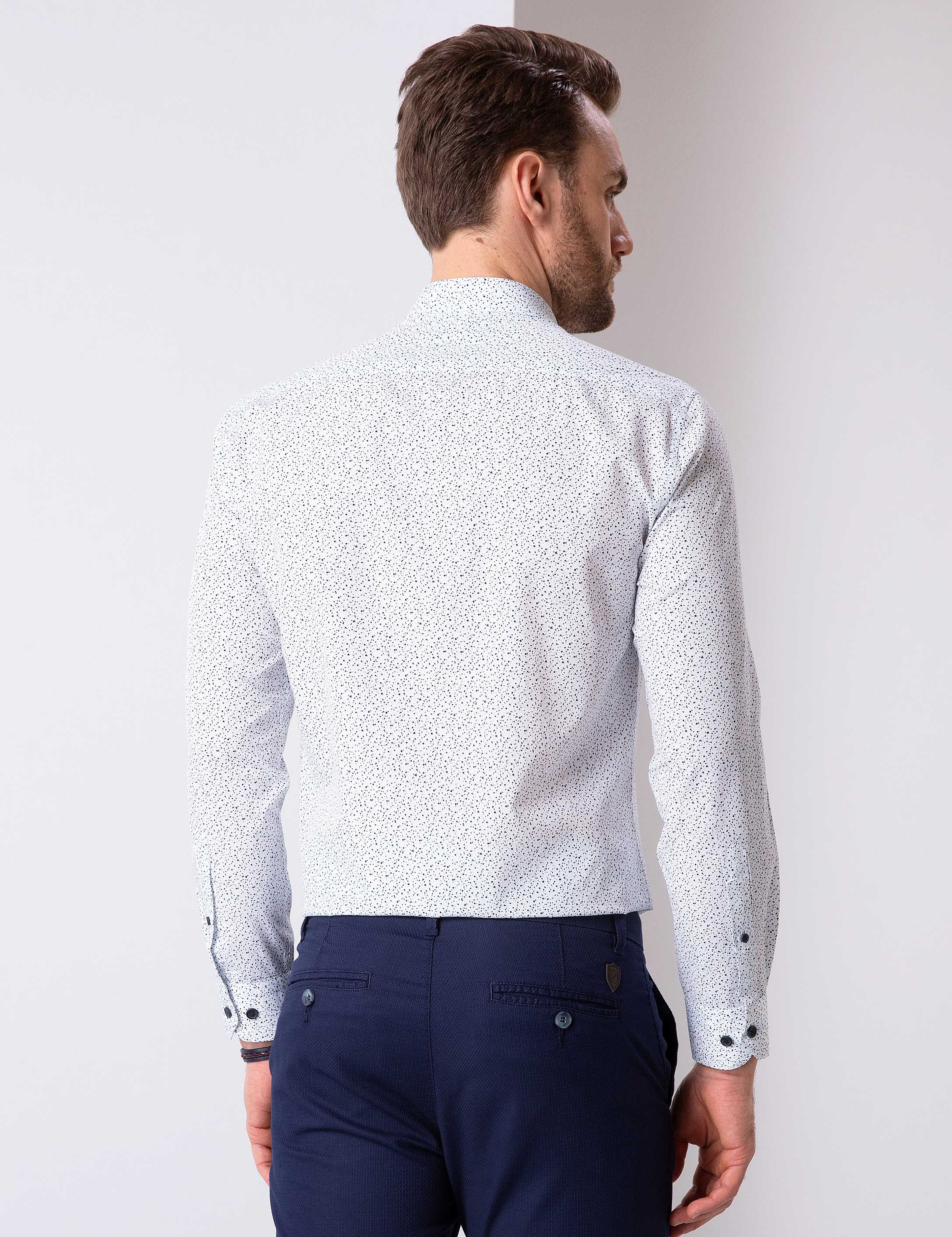 Lacivert Slim Fit Gömlek - Image 4