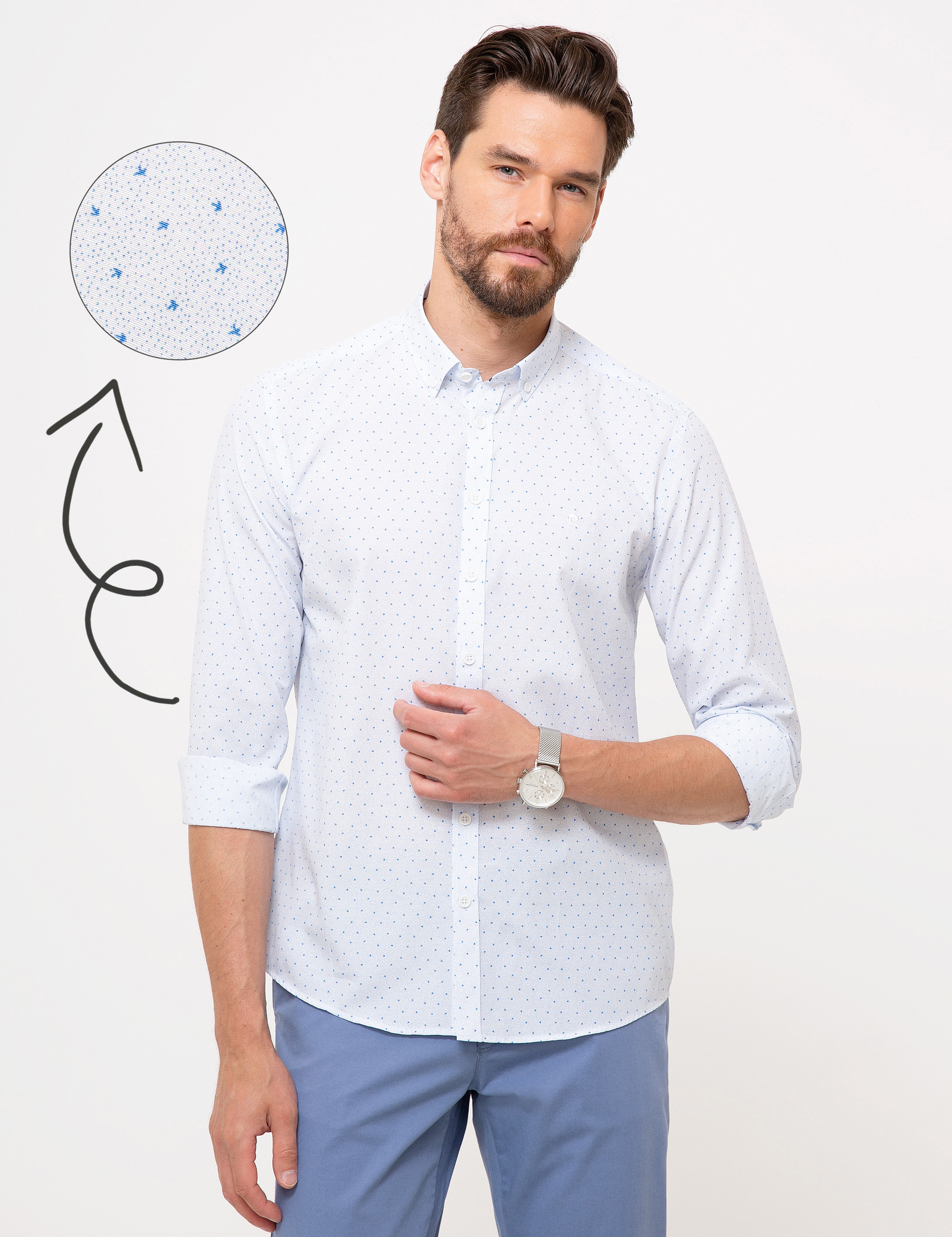 Açık Mavi Slim Fit Gömlek - Image 1
