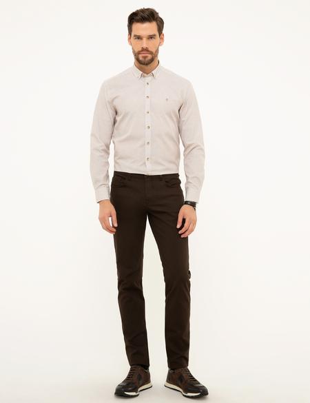 Kahverengi Slim Fit Uzun Kollu Gömlek - 50211214003