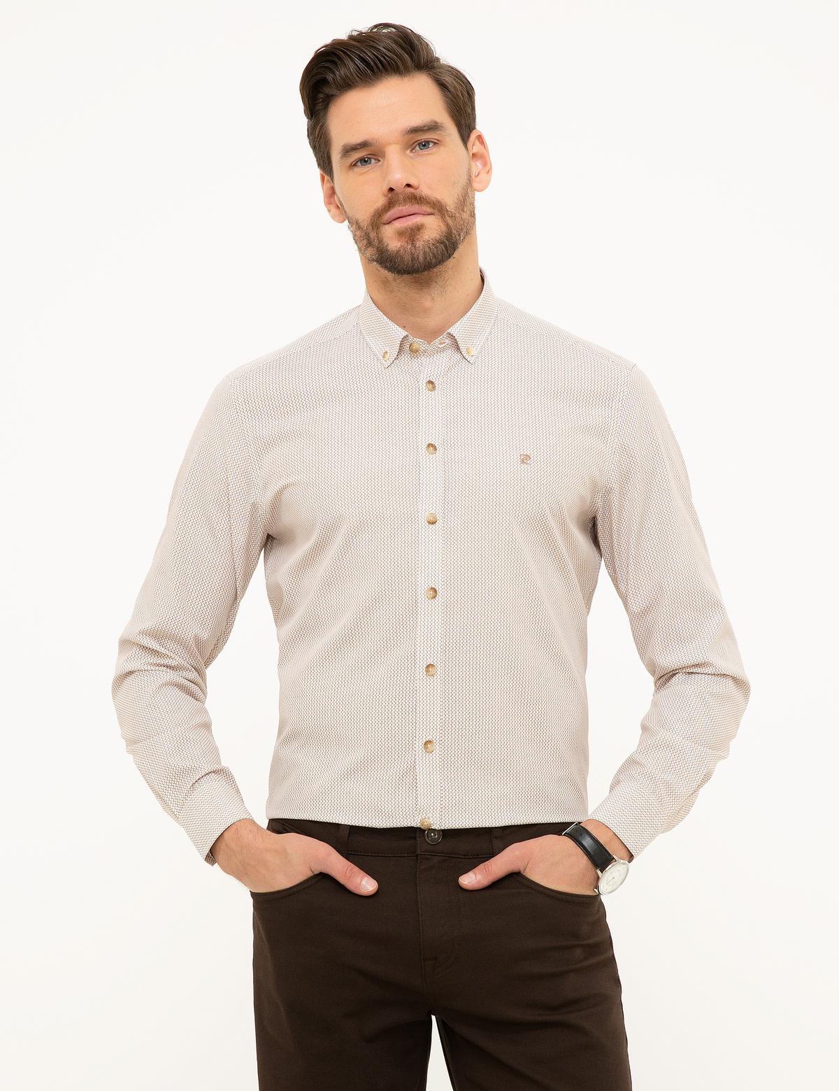 Kahverengi Slim Fit Uzun Kollu Gömlek