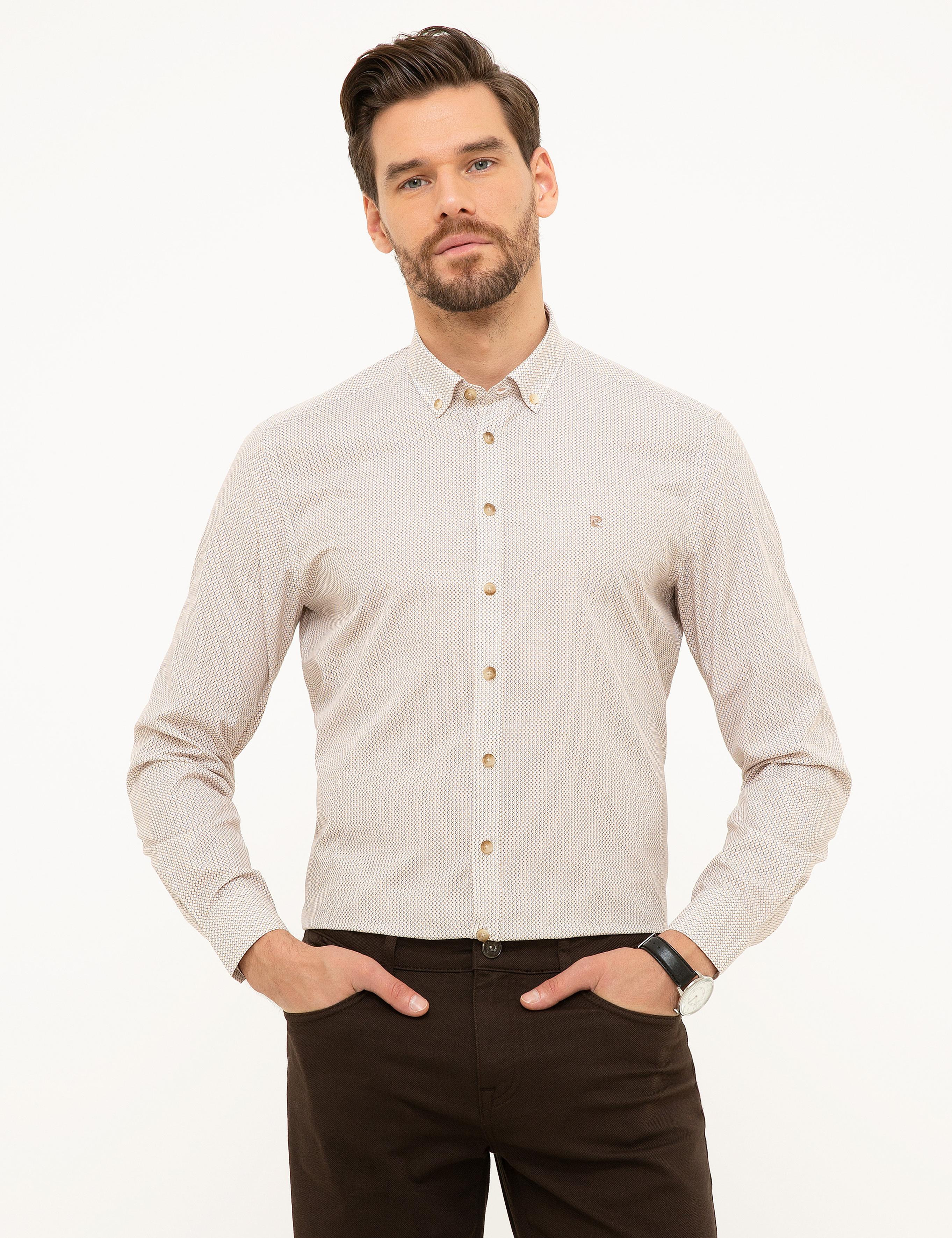 Kahverengi Slim Fit Uzun Kollu Gömlek