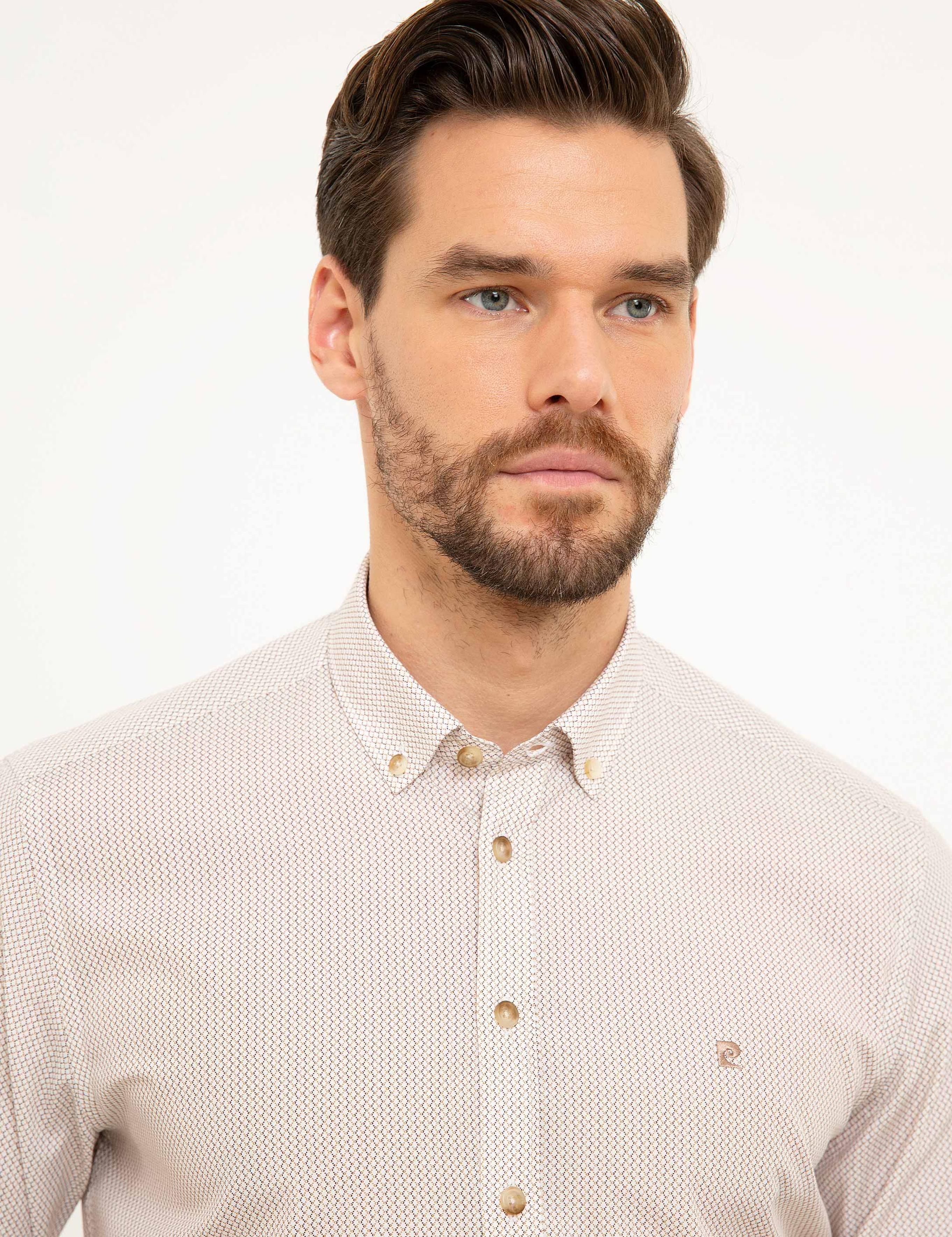 Kahverengi Slim Fit Uzun Kollu Gömlek