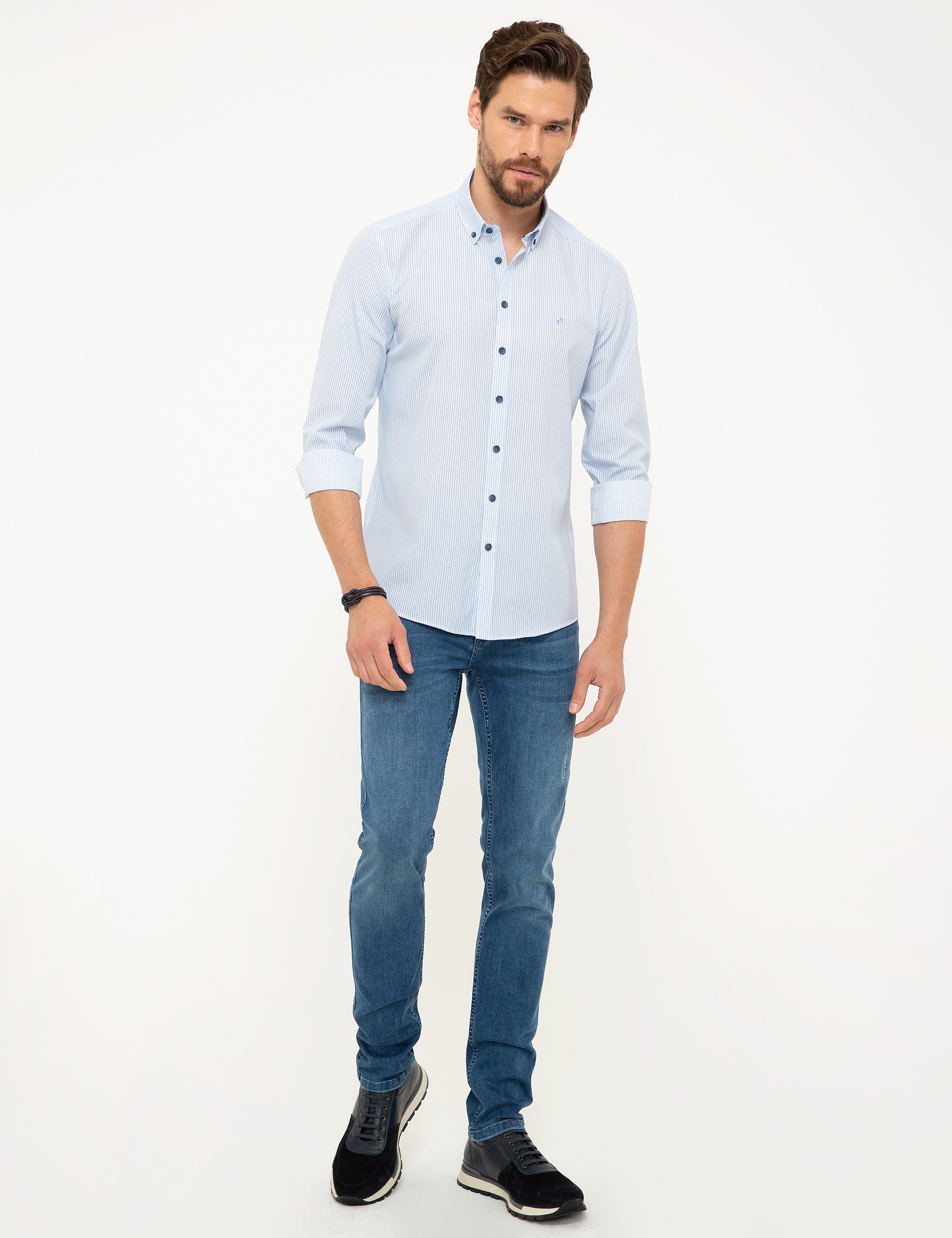 Mavi Slim Fit Gömlek - Image 4