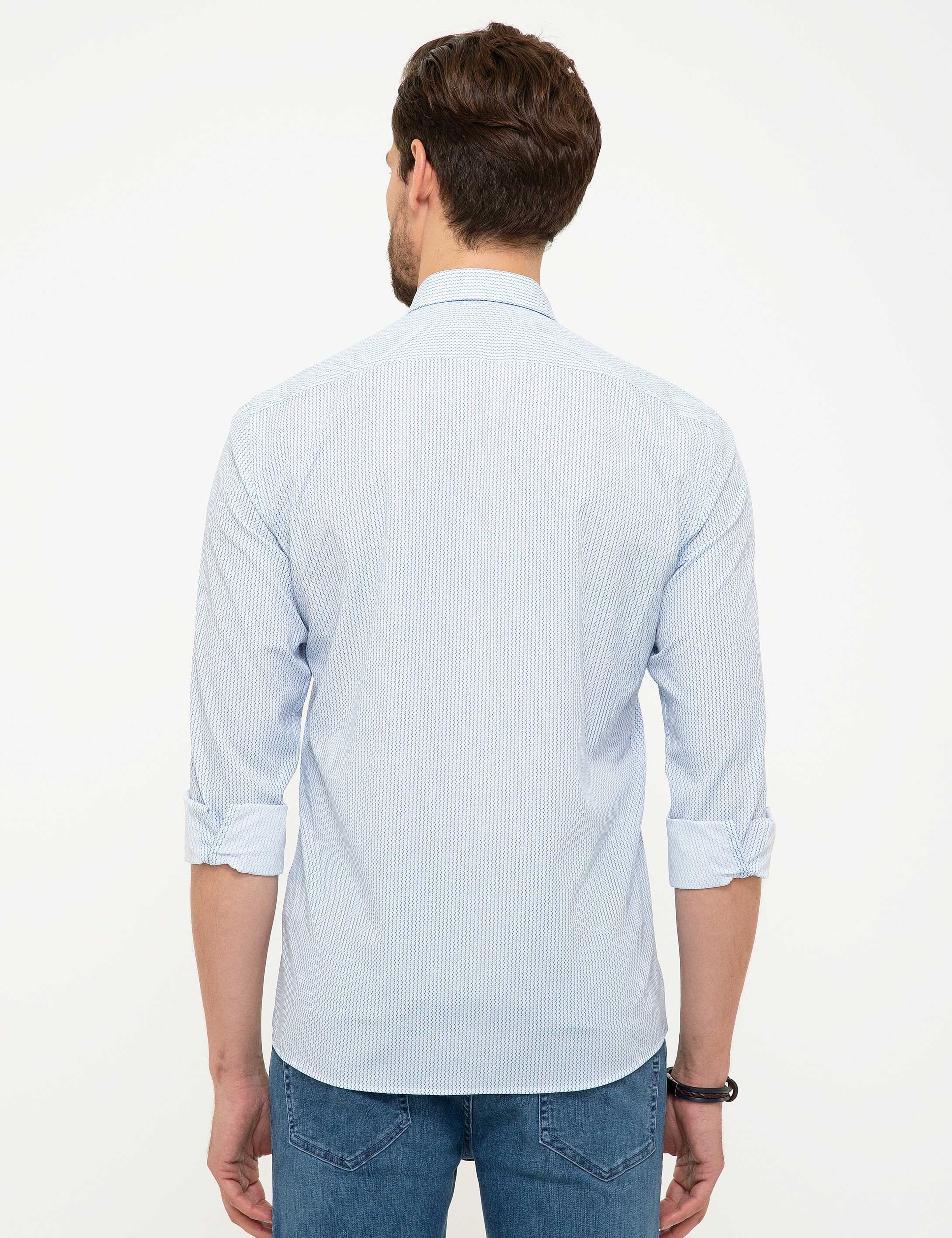 Mavi Slim Fit Gömlek - Image 3