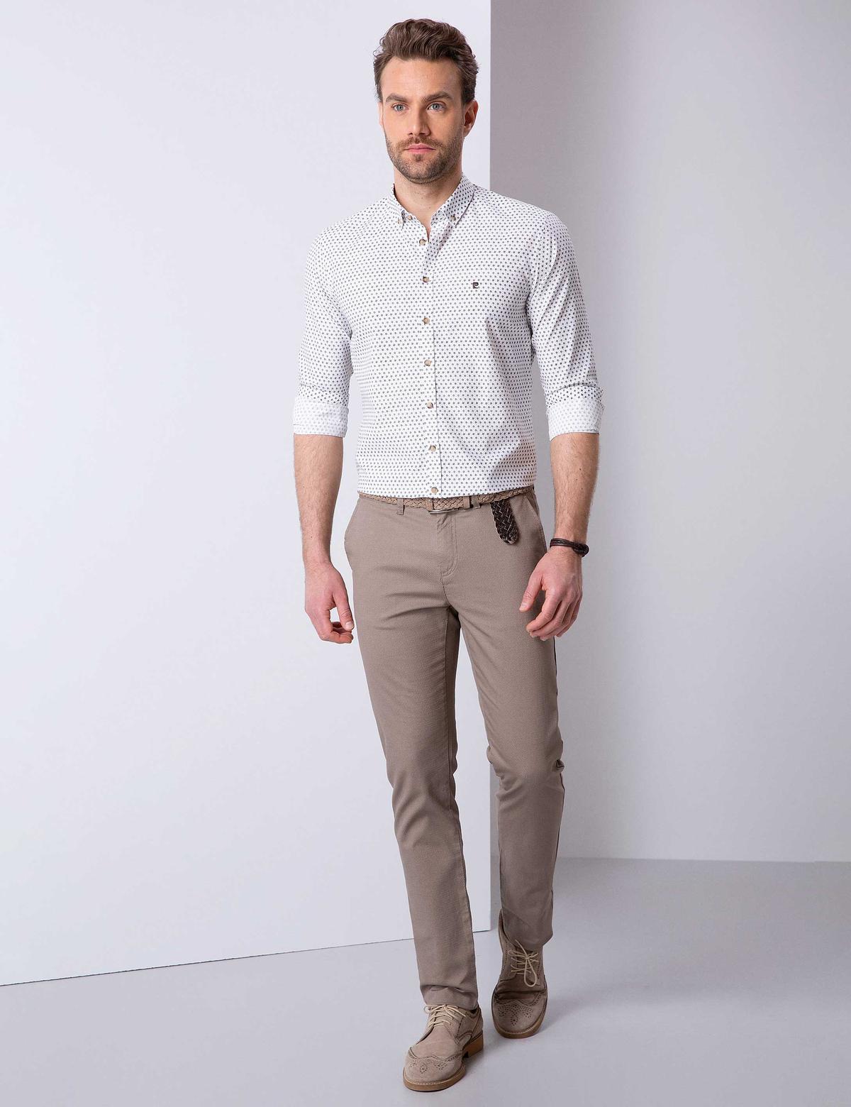 Kahverengi Slim Fit Gömlek - 50211215004