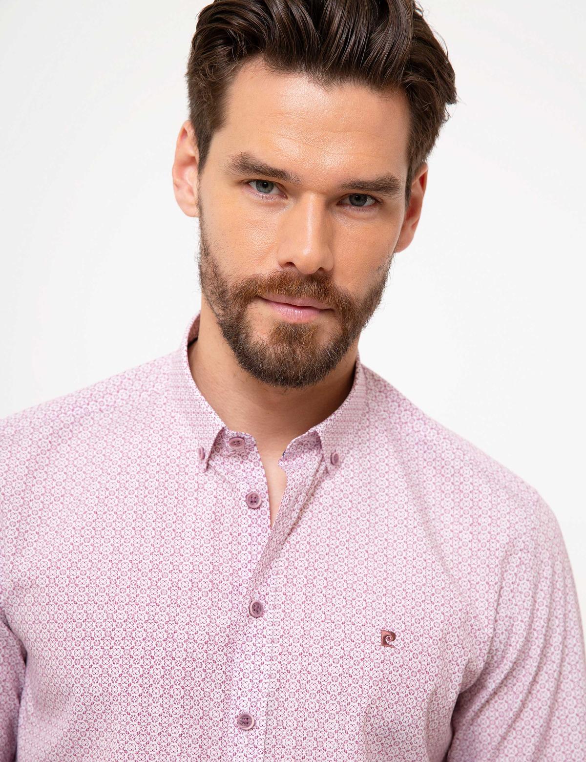 Bordo Slim Fit Uzun Kollu Gömlek