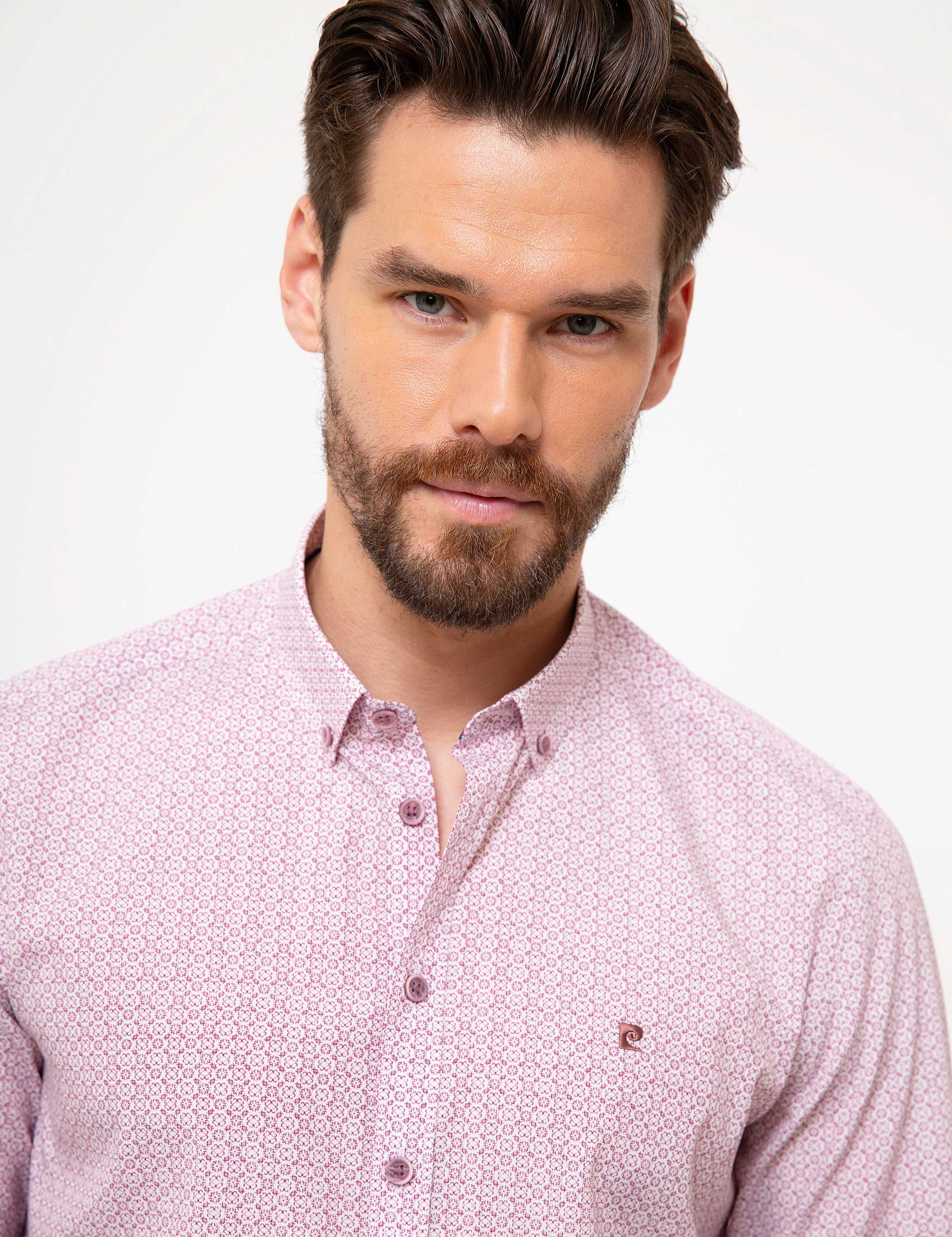 Bordo Slim Fit Uzun Kollu Gömlek - Image 1