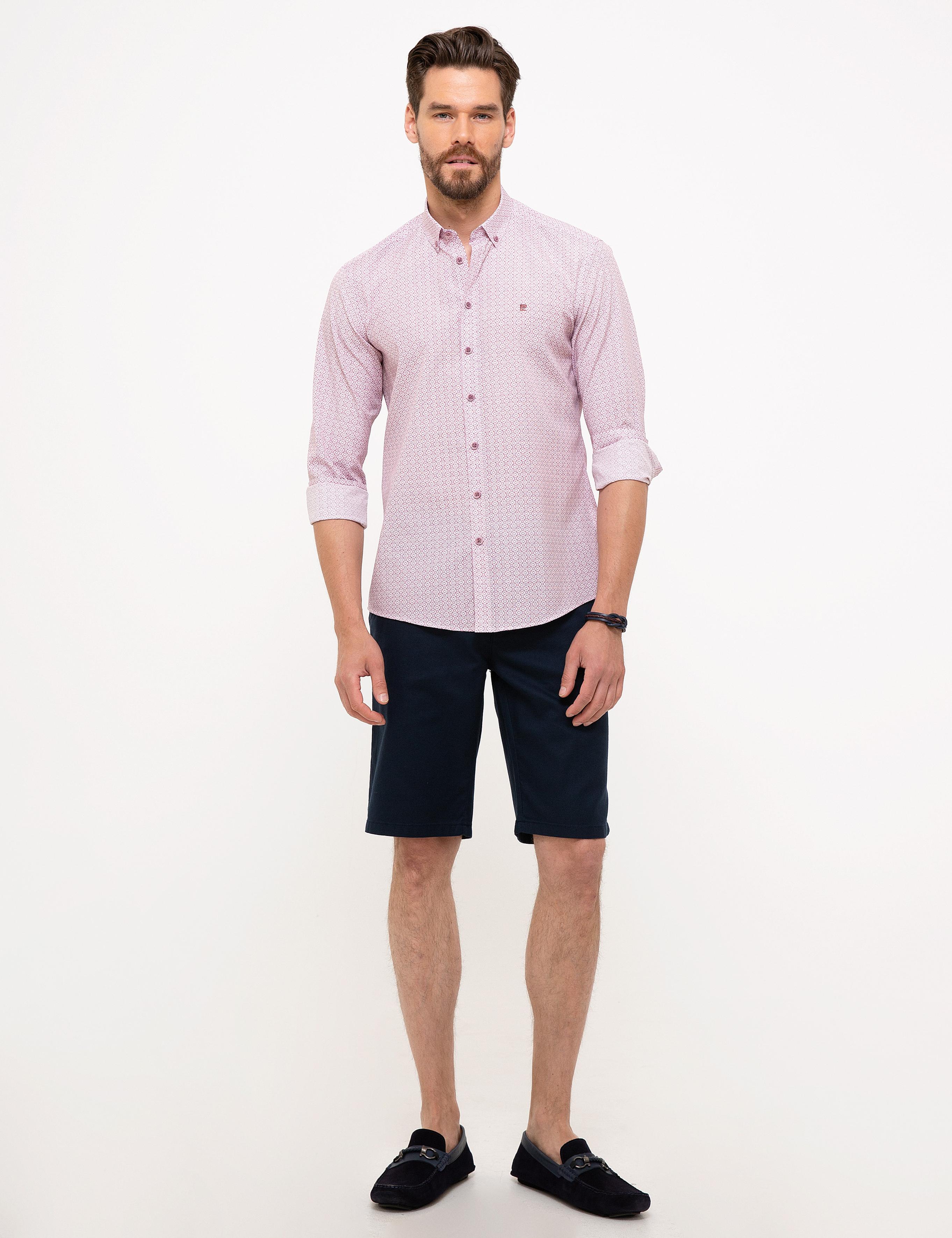 Bordo Slim Fit Uzun Kollu Gömlek