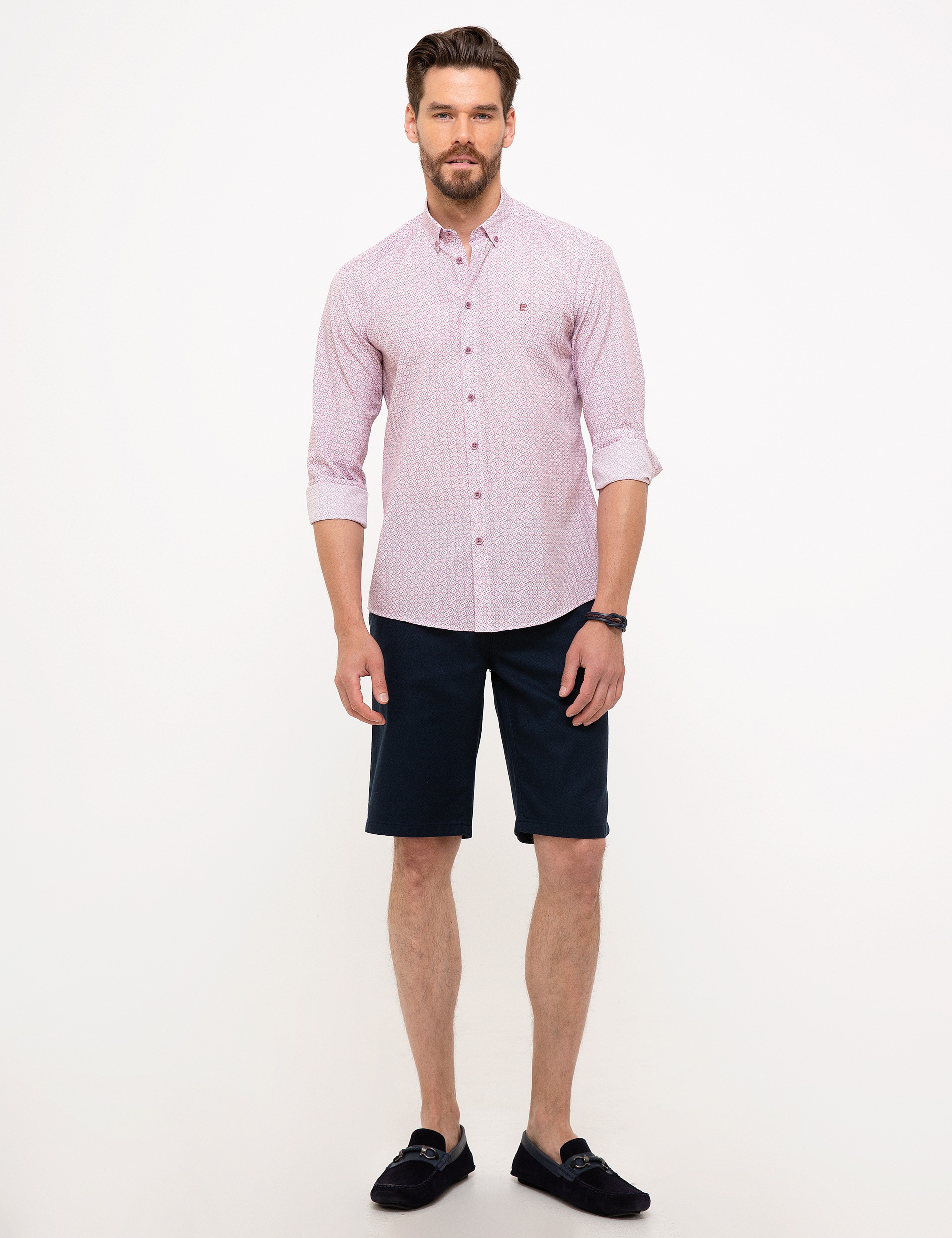 Bordo Slim Fit Uzun Kollu Gömlek - Image 4