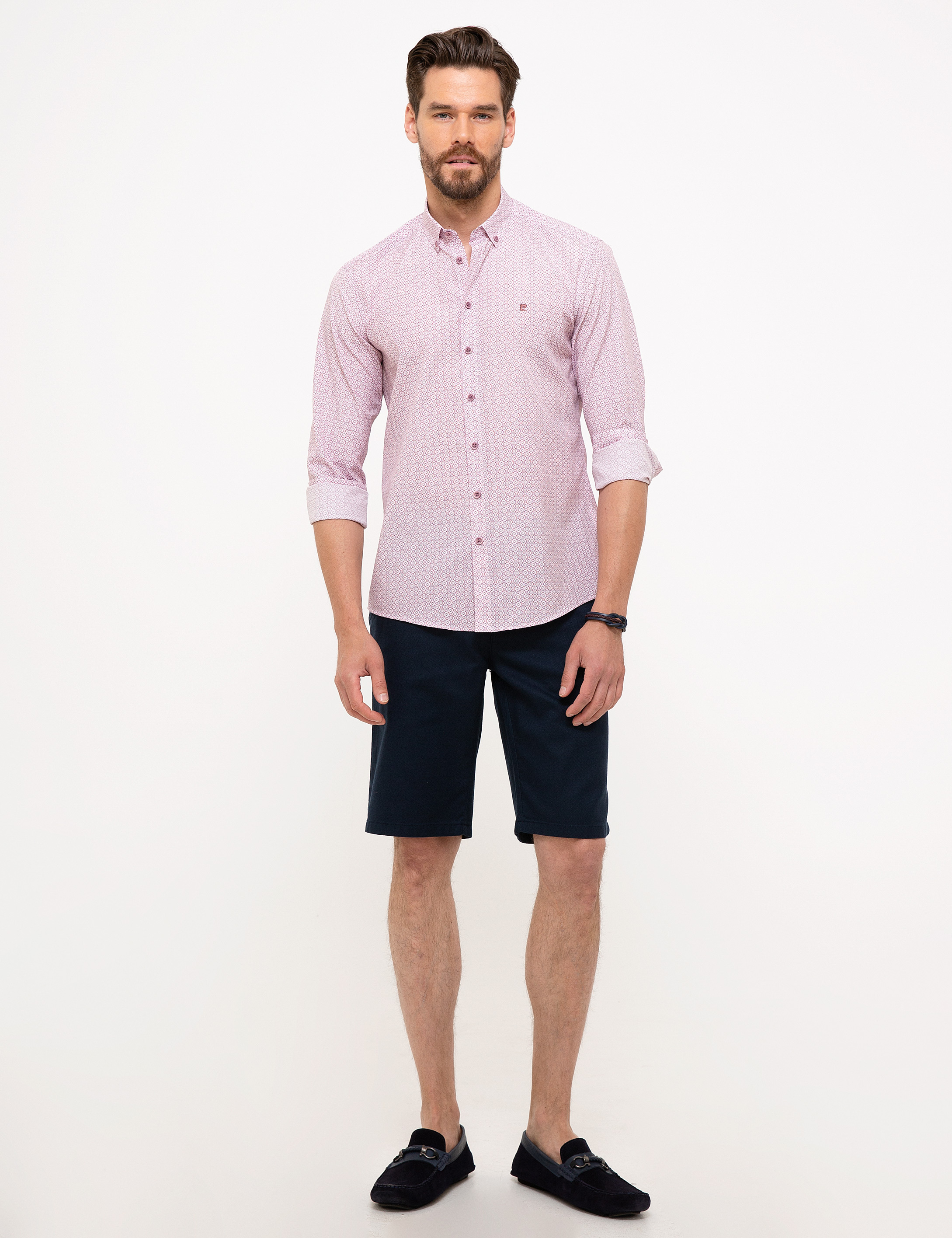 Bordo Slim Fit Uzun Kollu Gömlek