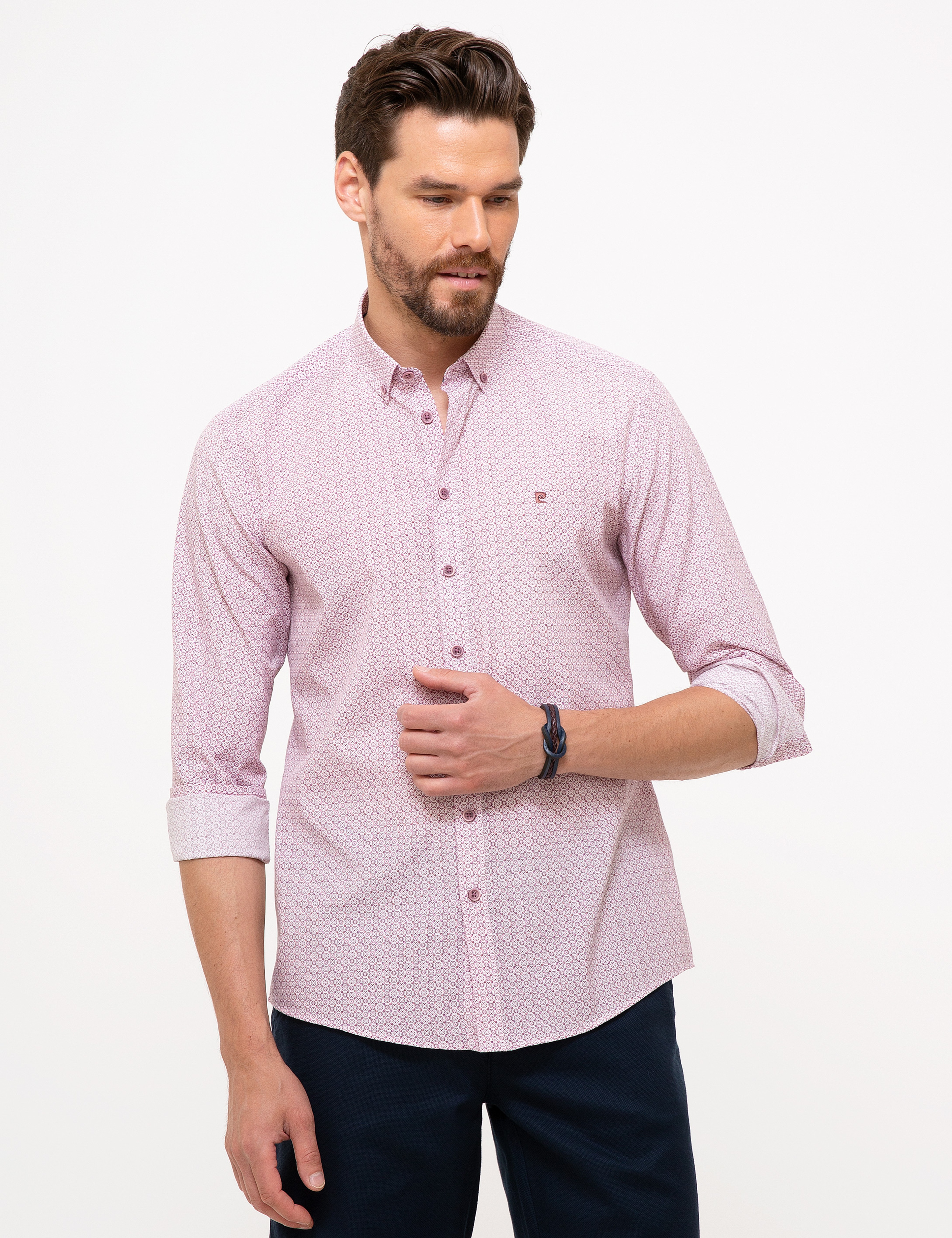 Bordo Slim Fit Uzun Kollu Gömlek - Image 2