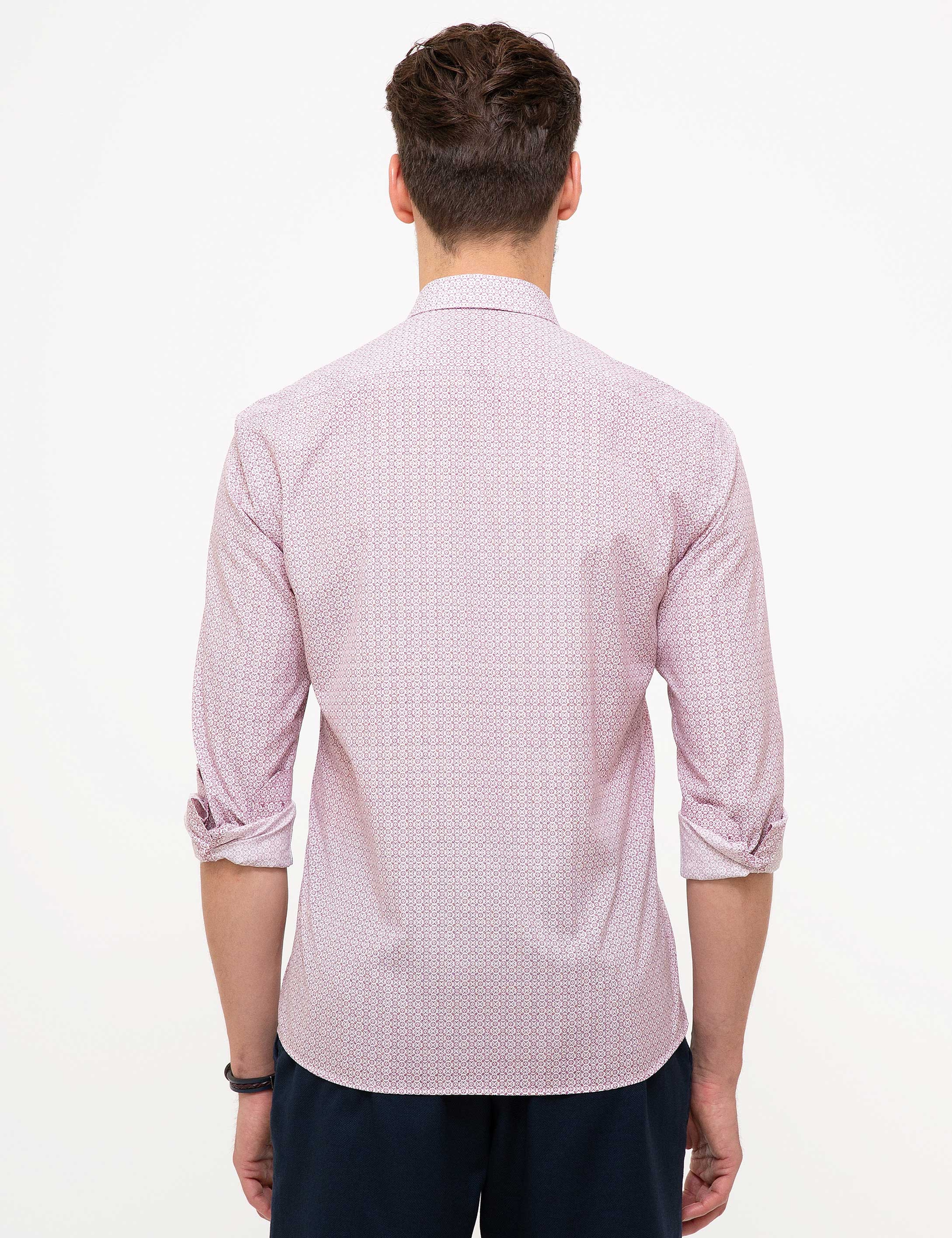 Bordo Slim Fit Uzun Kollu Gömlek - Image 3