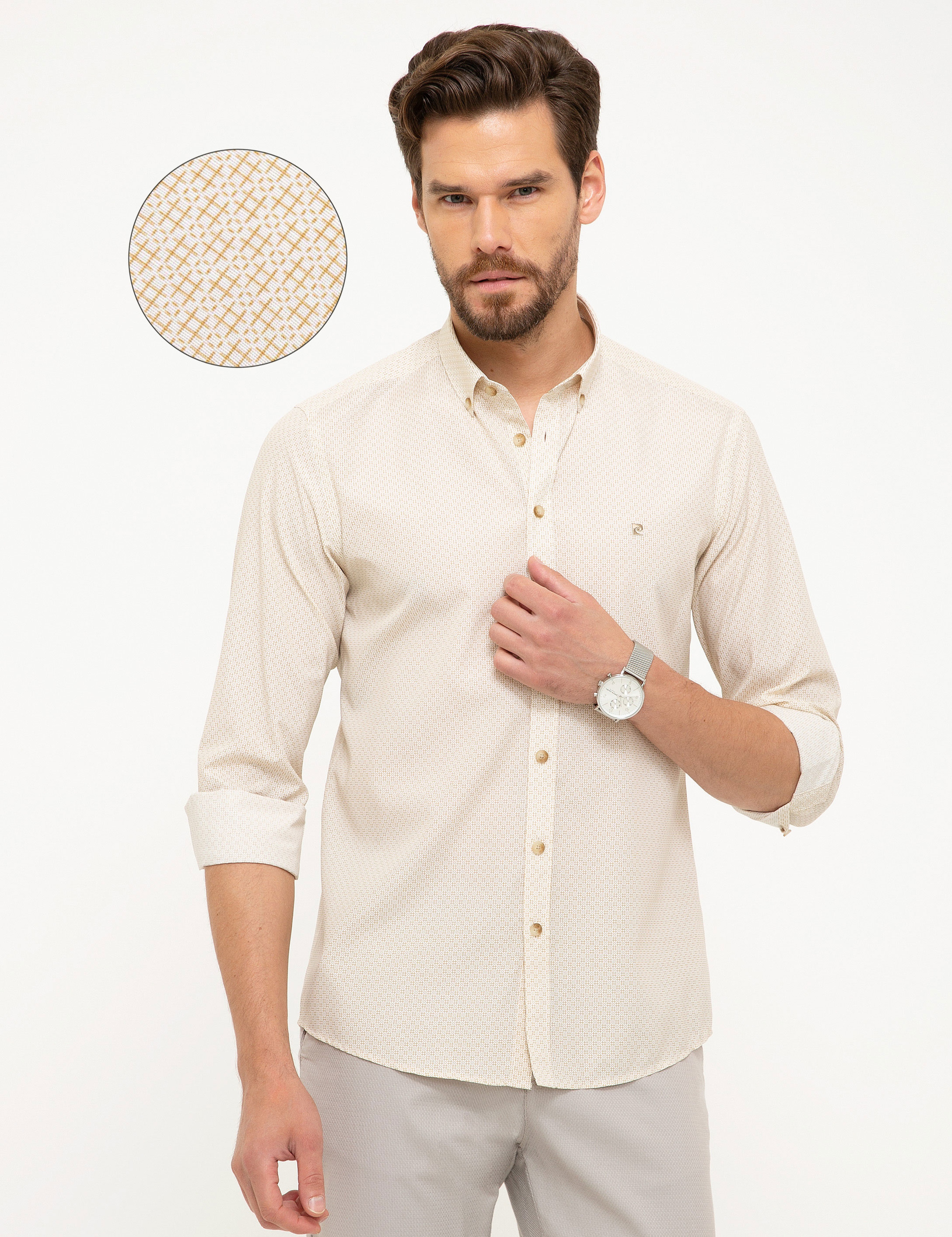 Bej Slim Fit Gömlek - Image 1