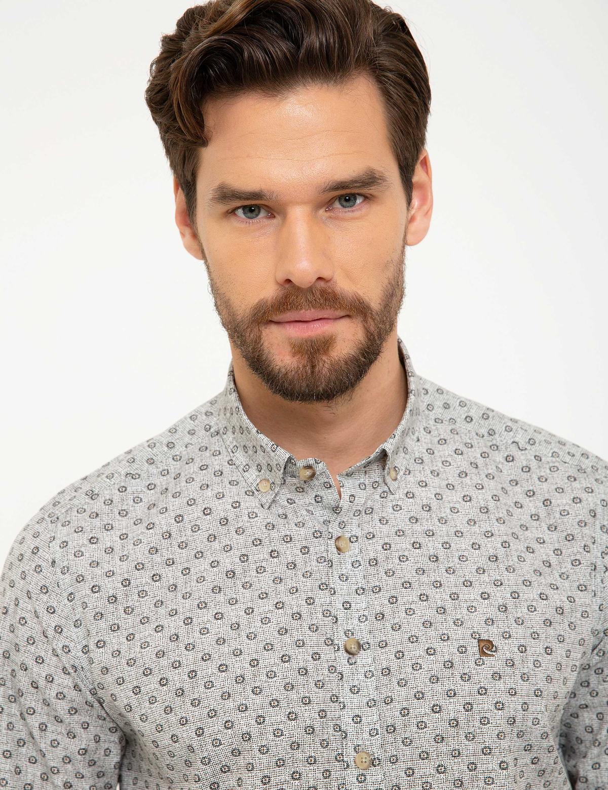 Gri Melanj Slim Fit Gömlek - 50211229009