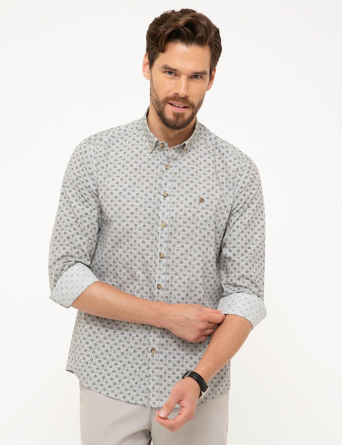 Gri Melanj Slim Fit Gömlek