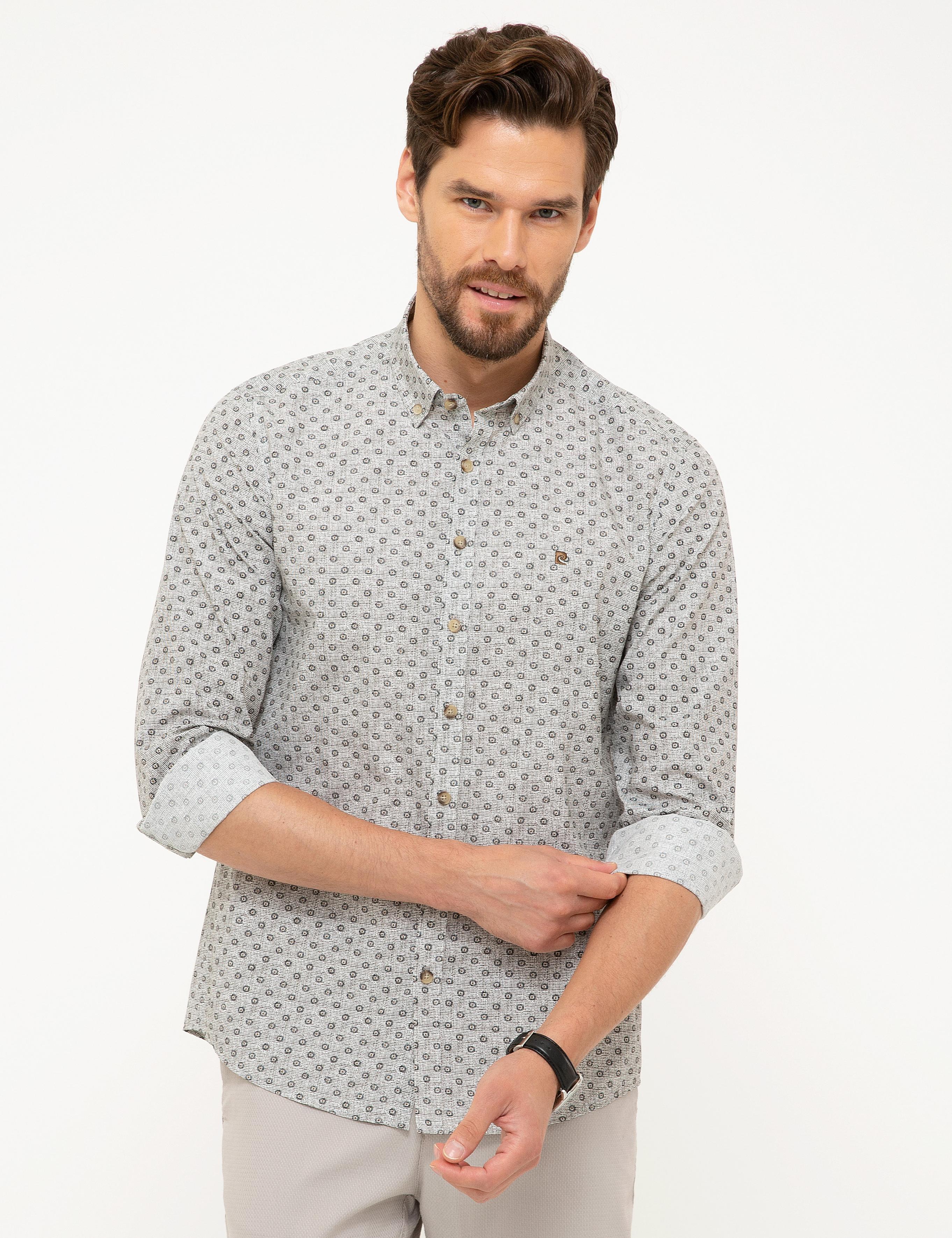 Gri Melanj Slim Fit Gömlek