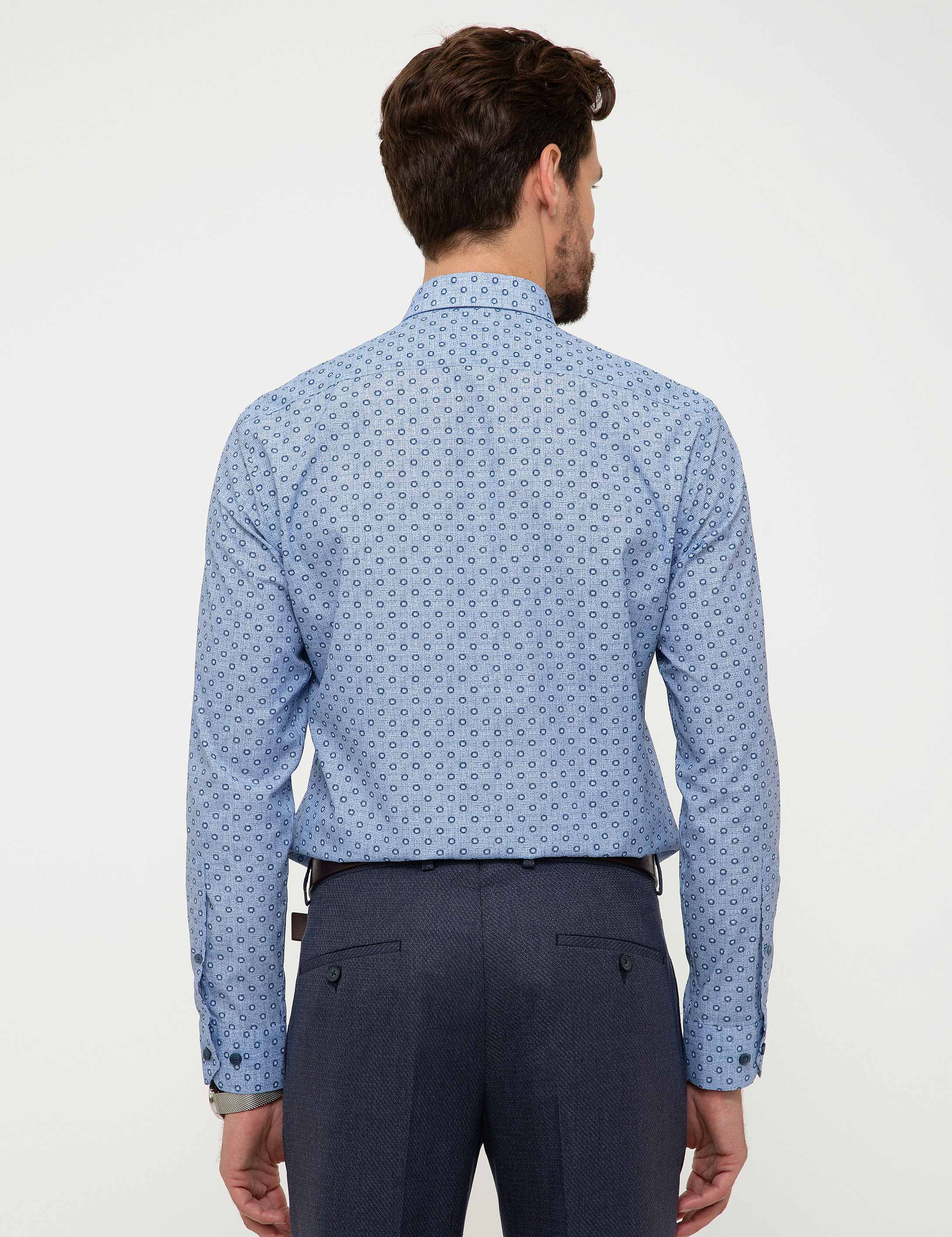 Mavi Slim Fit Gömlek - Image 3