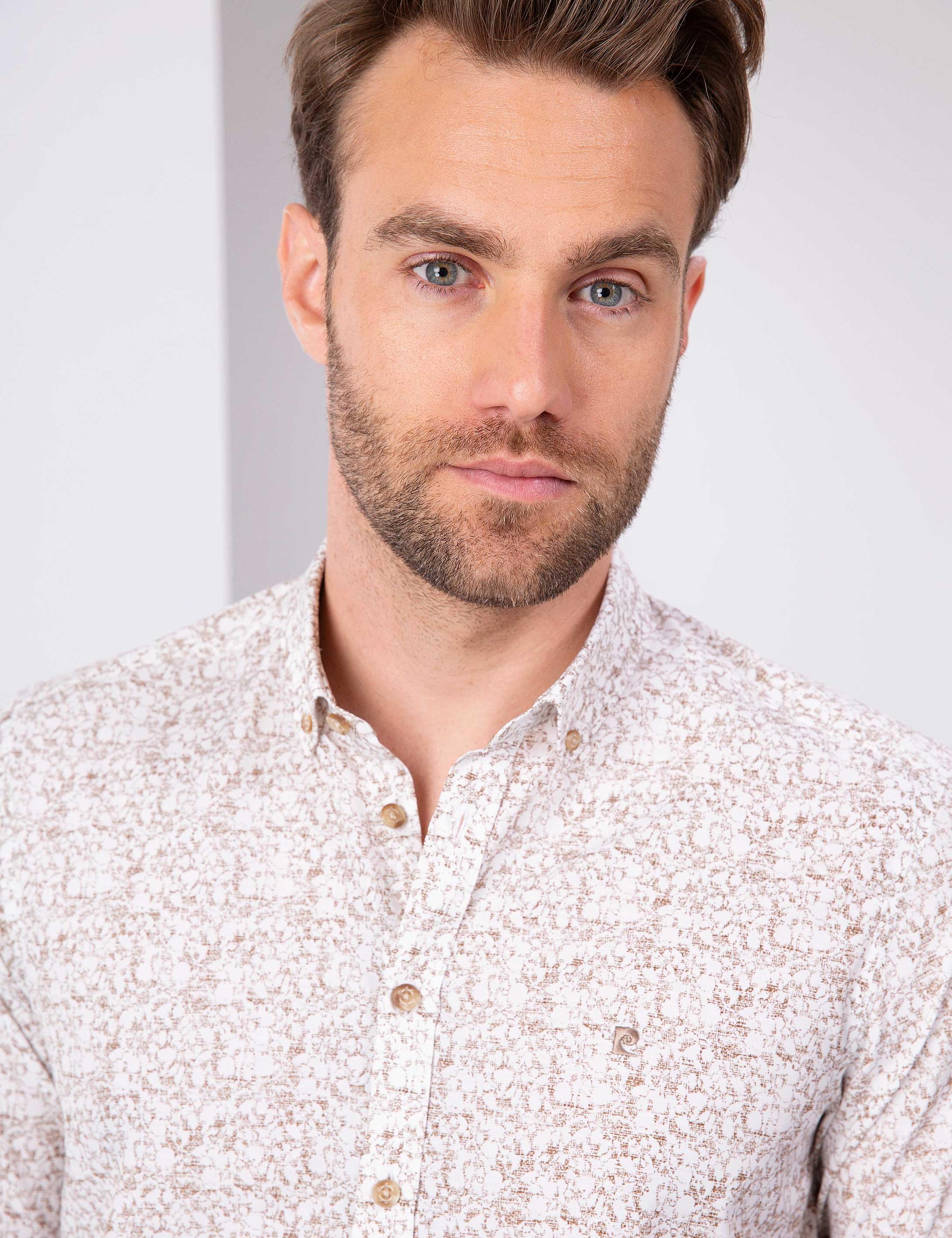 Bej Slim Fit Uzun Kollu Gömlek