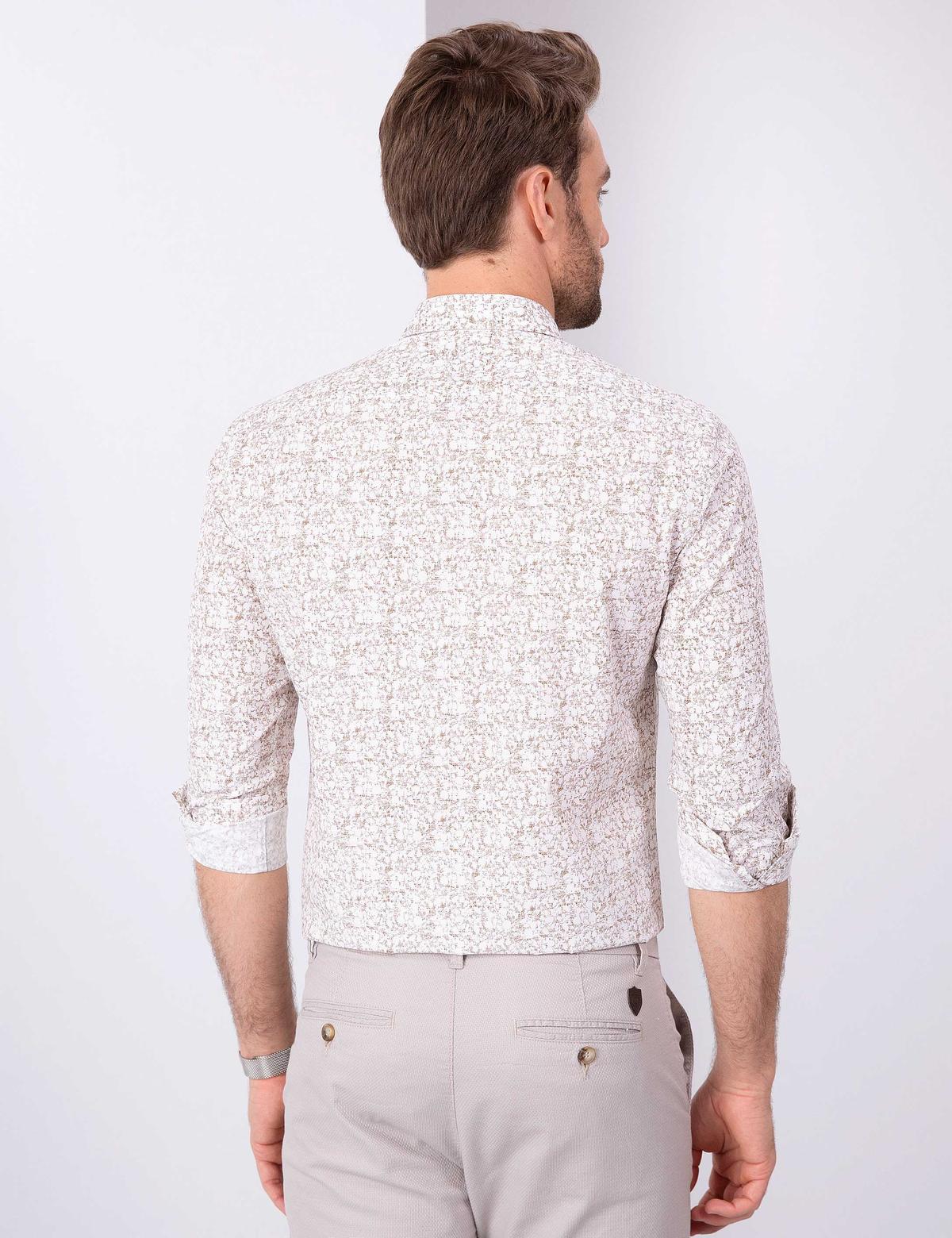 Bej Slim Fit Uzun Kollu Gömlek - 50211231001