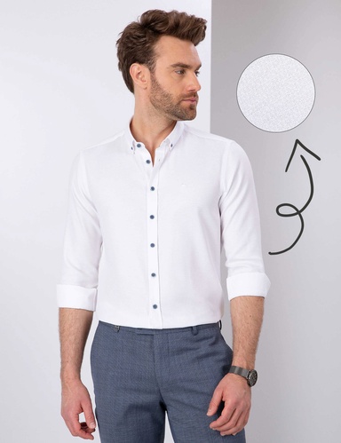 Beyaz Slim Fit Uzun Kollu Gömlek