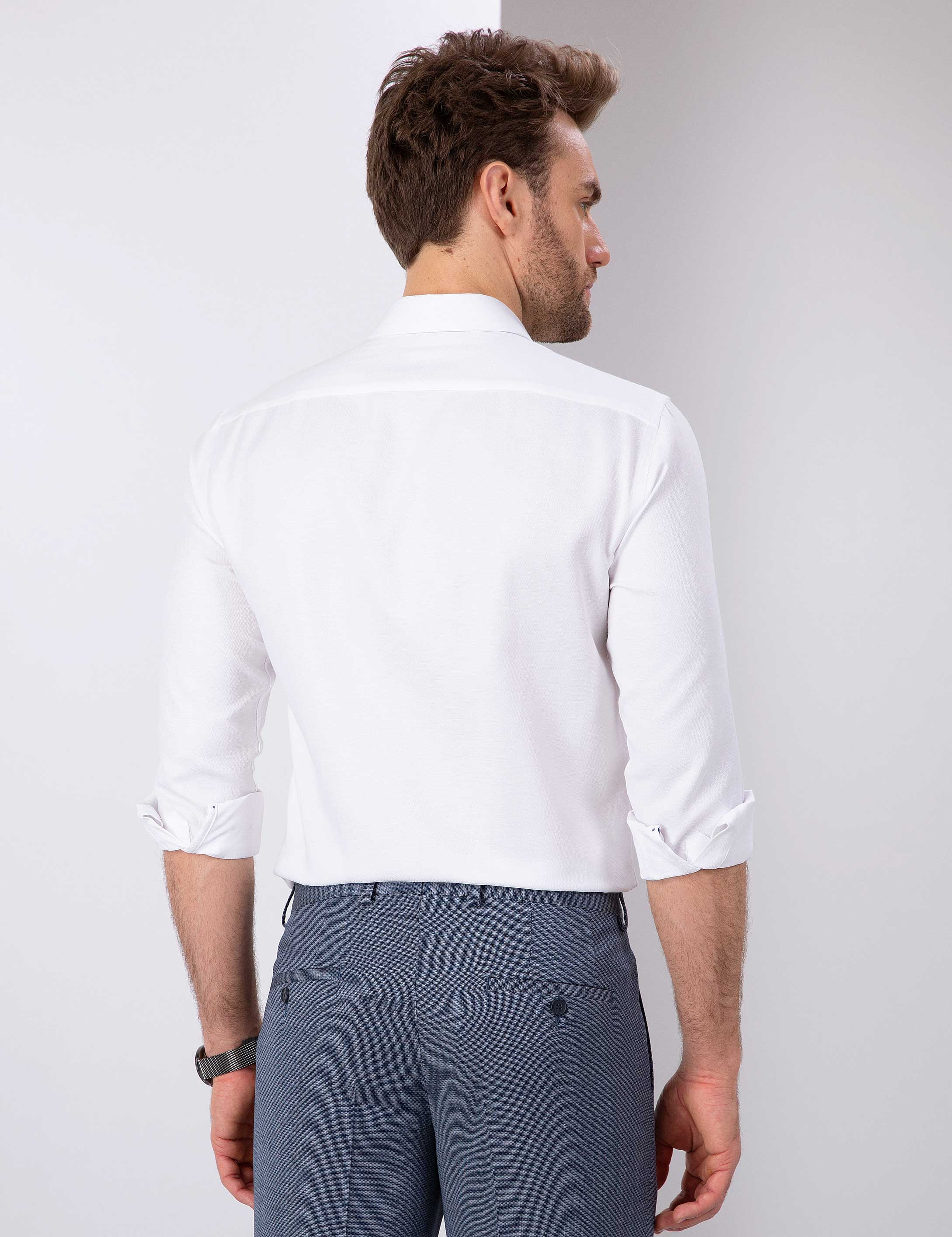 Beyaz Slim Fit Uzun Kollu Gömlek - Image 3