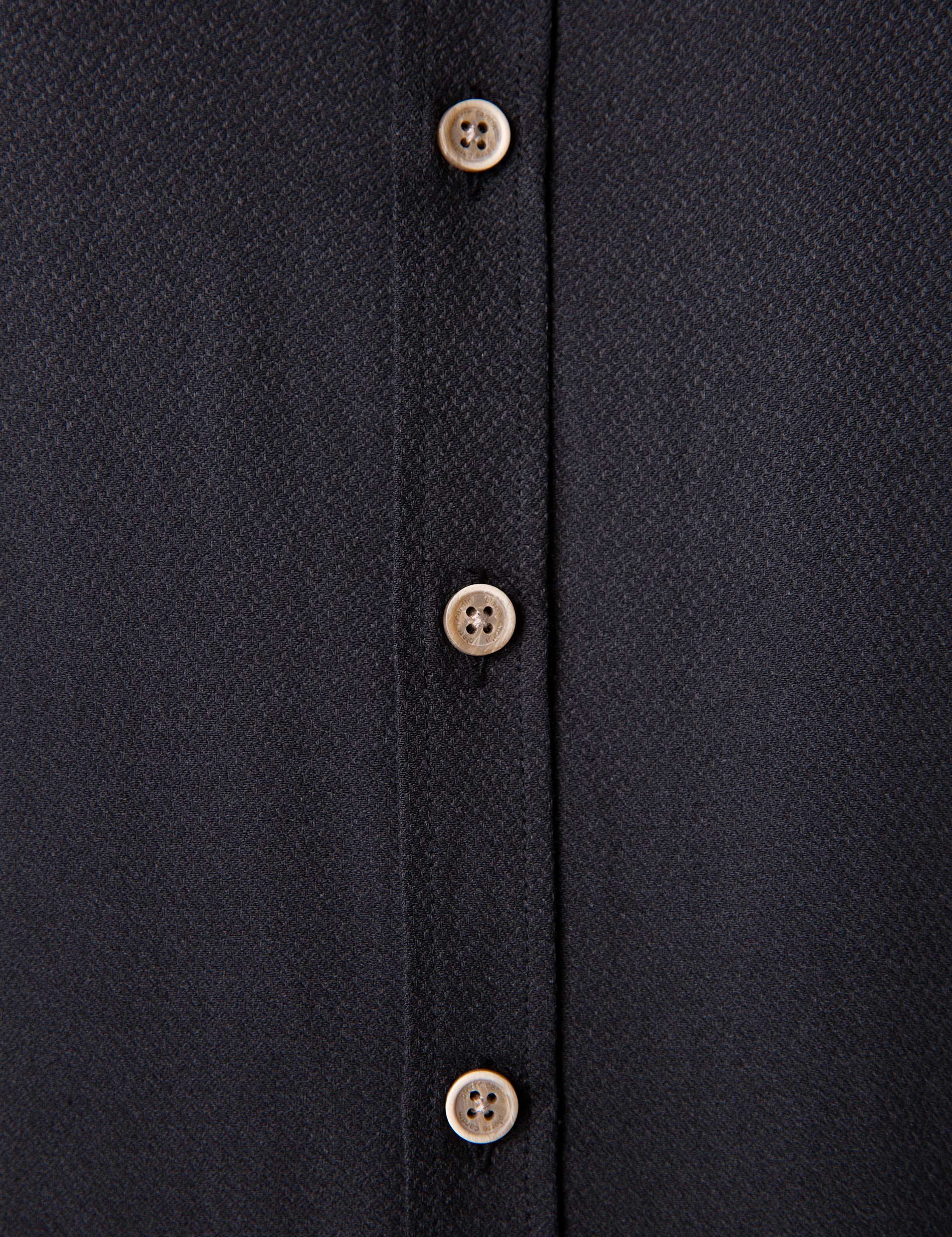 Siyah Slim Fit Armürlü Gömlek - Image 6