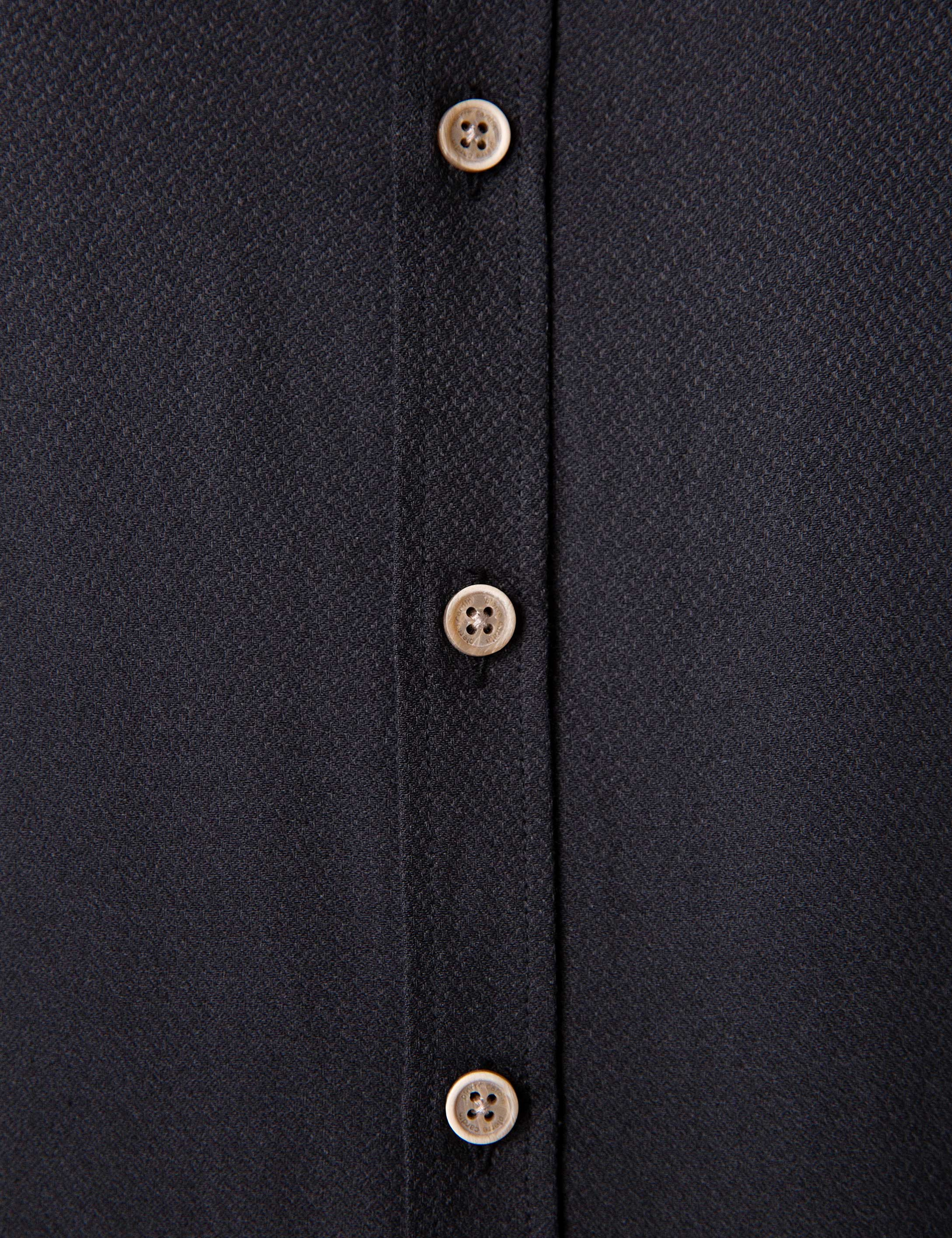 Siyah Slim Fit Armürlü Gömlek