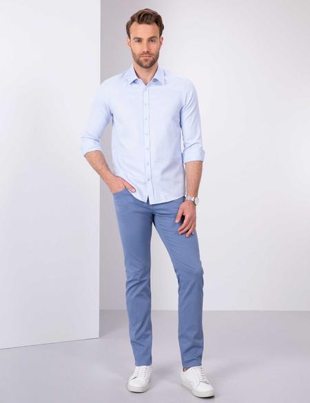 Açık Mavi Slim Fit Armürlü Gömlek - 50211258003