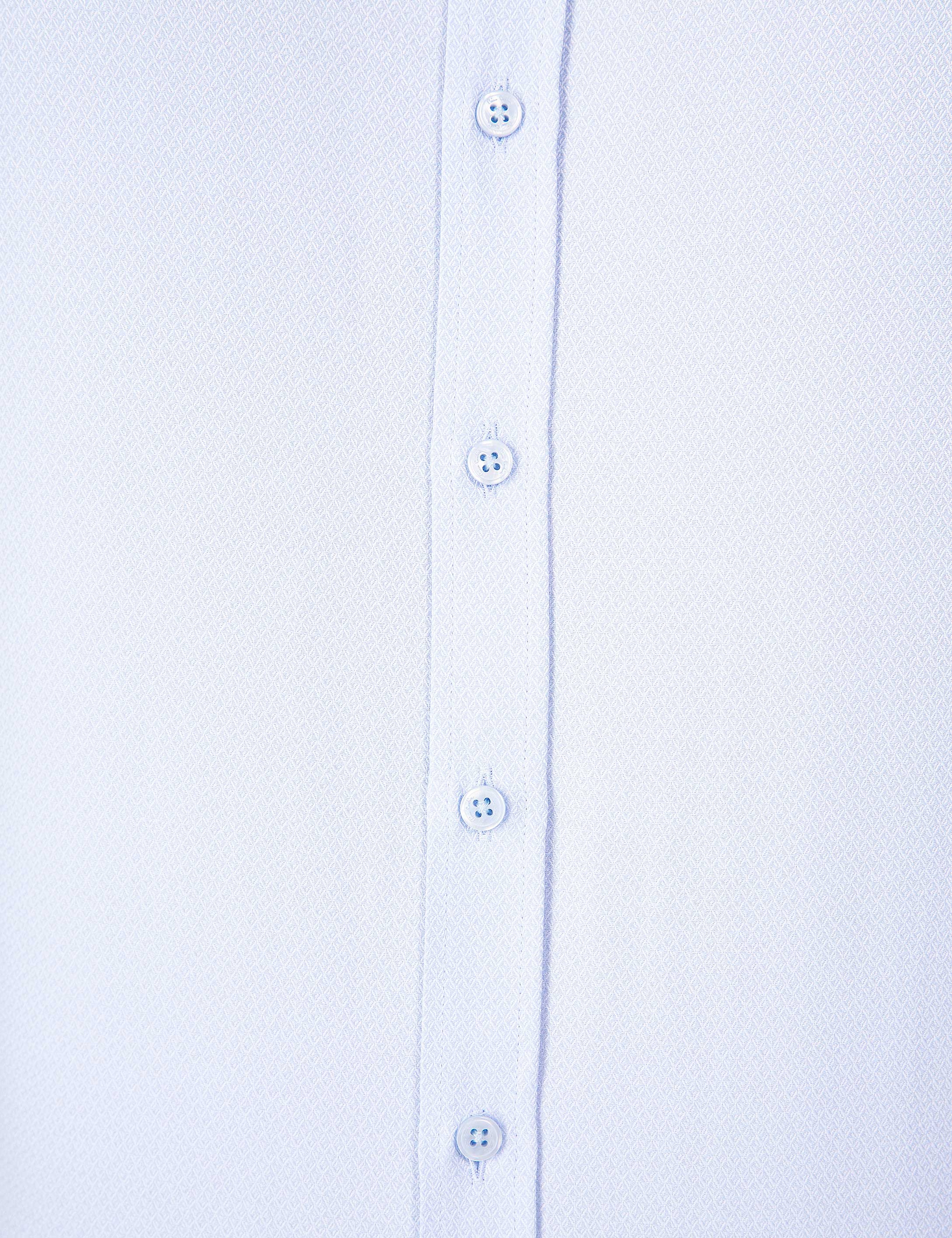 Açık Mavi Slim Fit Armürlü Gömlek - Image 6