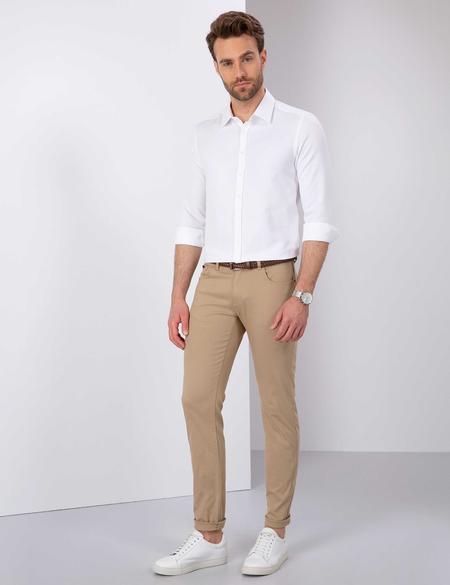 Beyaz Slim Fit Armürlü Gömlek - 50211258013